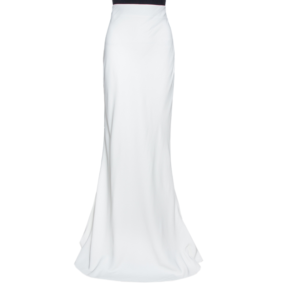 Image of Alexander McQueen Off White Crepe High Waisted Maxi Skirt M