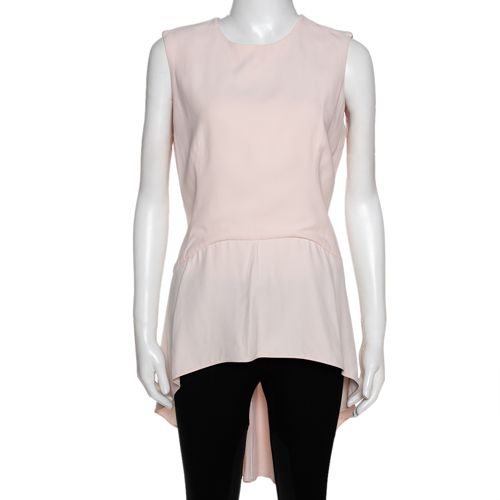 Image of Alexander McQueen Pale Pink Crepe Asymmetrical Hem Tunic Top M