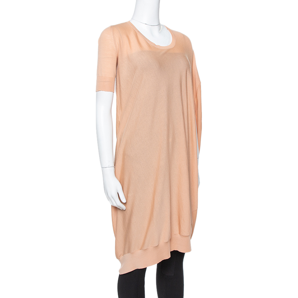 Alexander McQueen Beige Draped Knit Asymmetric Top S