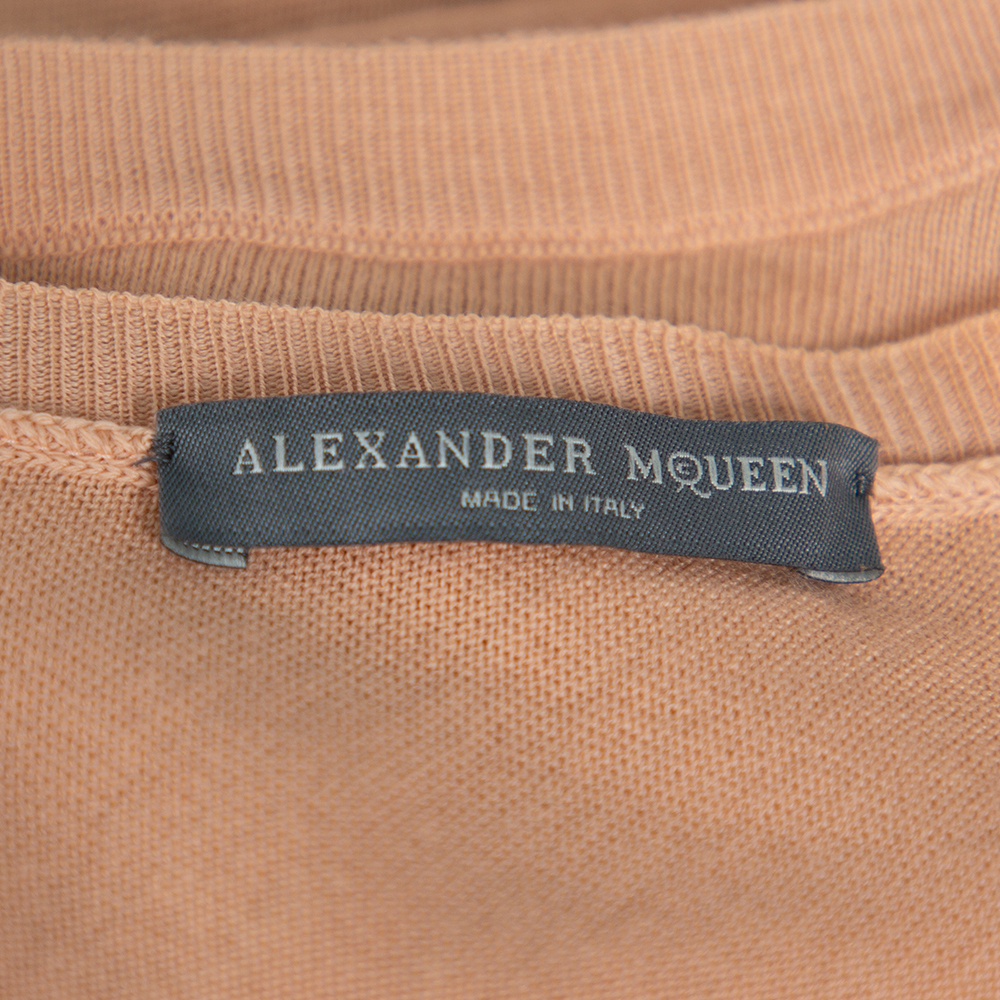 Alexander McQueen Beige Draped Knit Asymmetric Top S