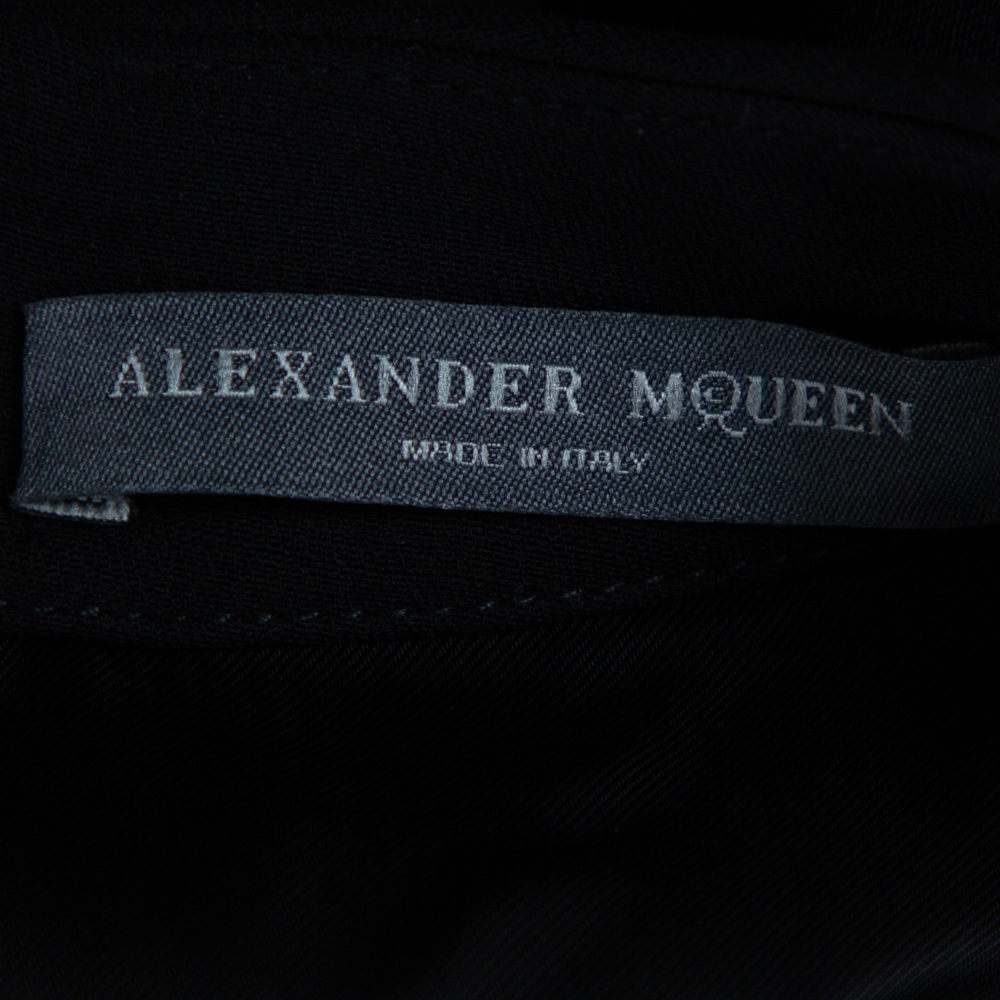 Alexander McQueen Black V Neck Sleeveless Peplum Top M