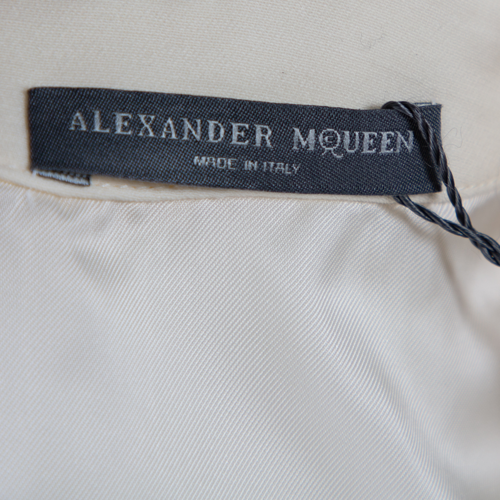Alexander McQueen Cream V Neck Sleeveless Peplum Top M