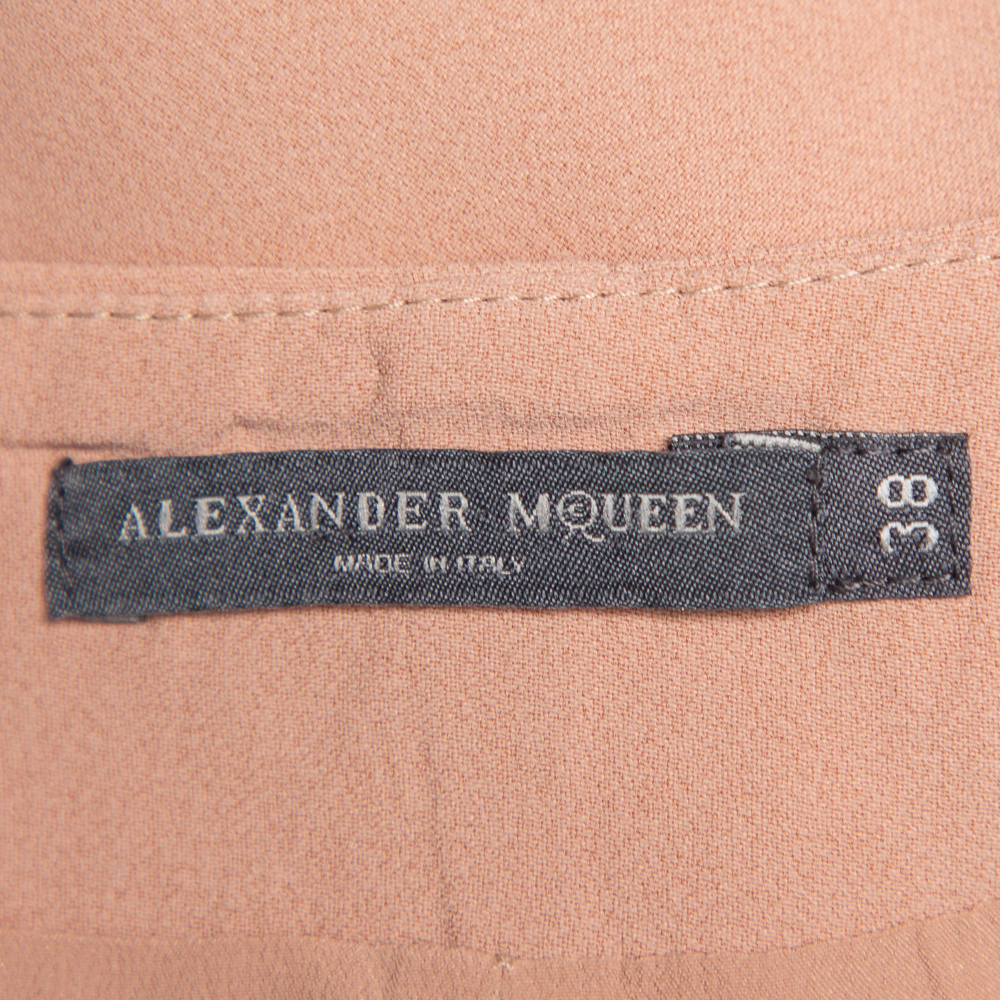 Alexander McQueen Beige Crepe Ruffle Mini Skirt S