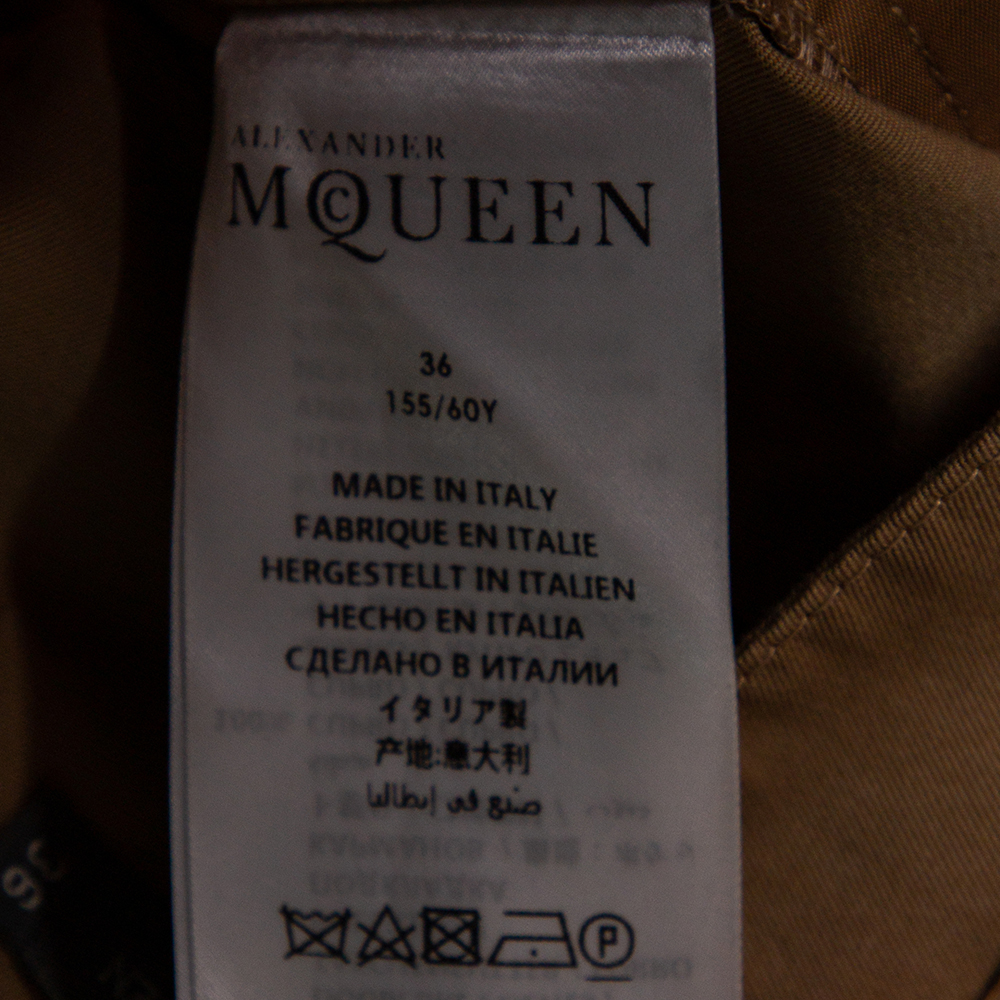 Alexander McQueen Beige Cotton Paper Bag Waisted High Rise Shorts XS