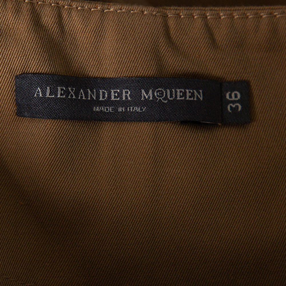 Alexander McQueen Beige Cotton Paper Bag Waisted High Rise Shorts XS