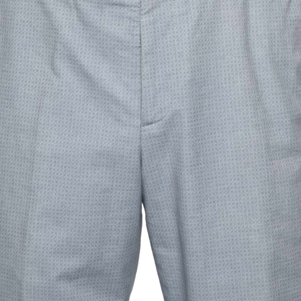Alexander McQueen Blue Textured Cotton Formal Trouser XL