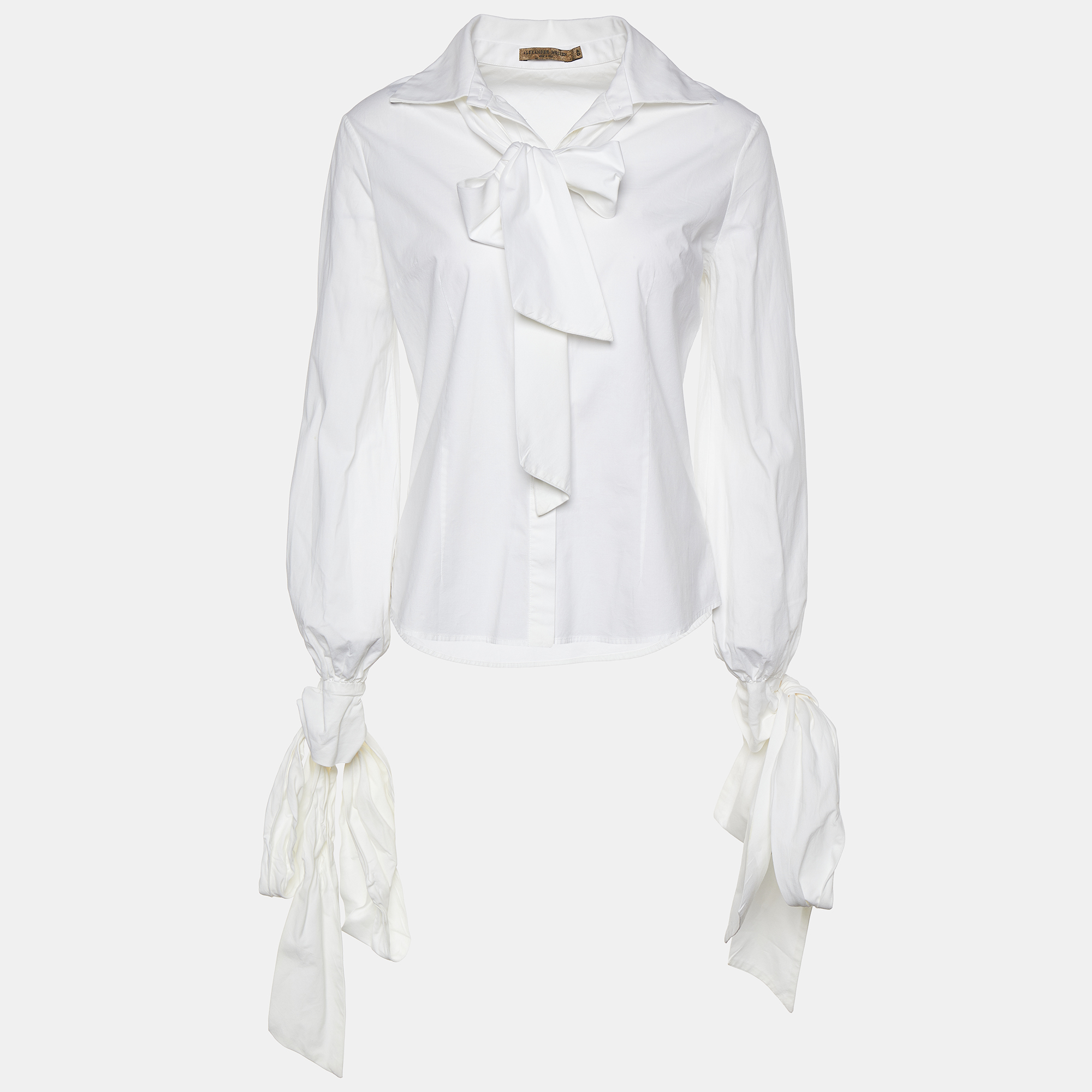 White Cotton Tie Detail Shirt