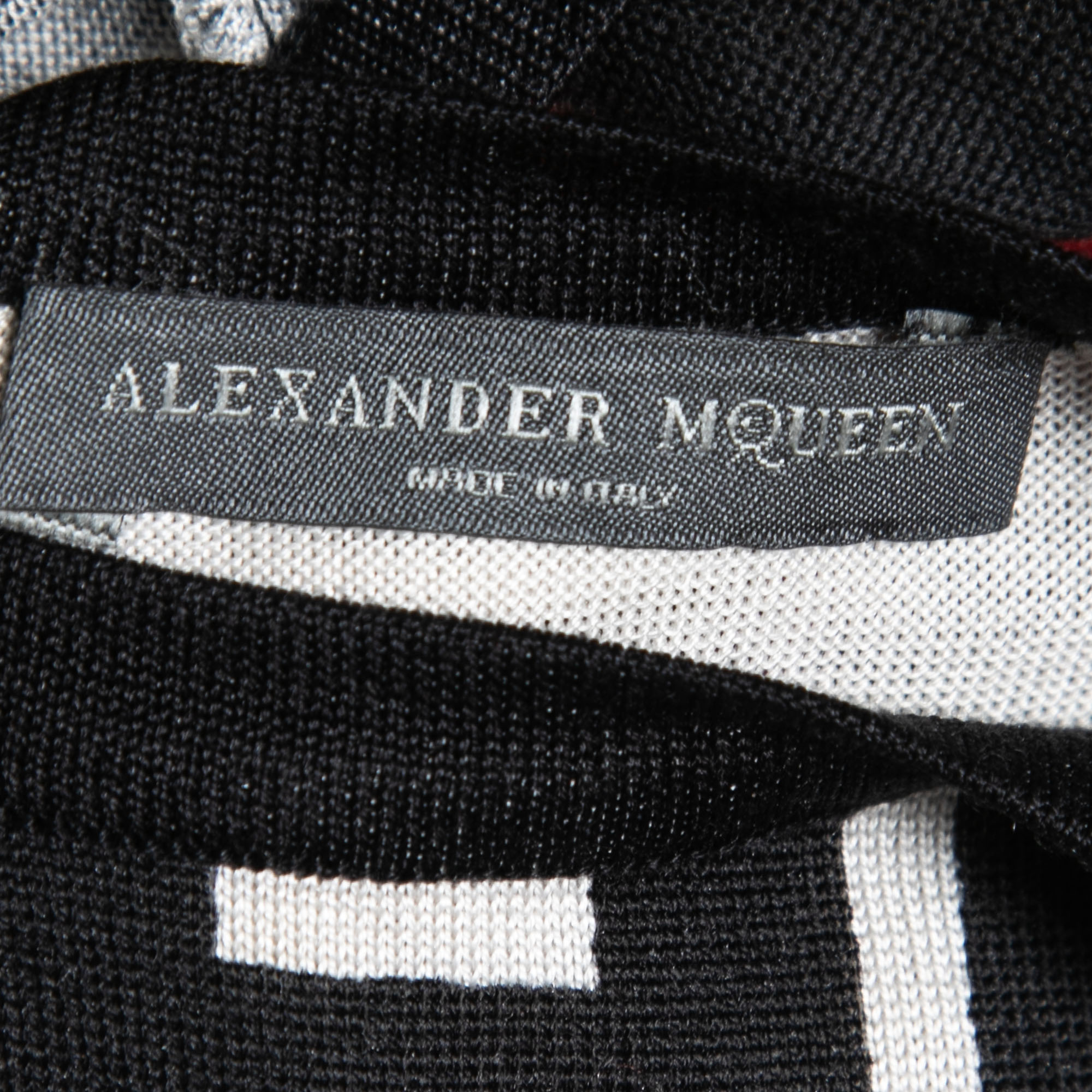 Alexander McQueen Black Printed Silk Knit Sleeveless Midi Dress S