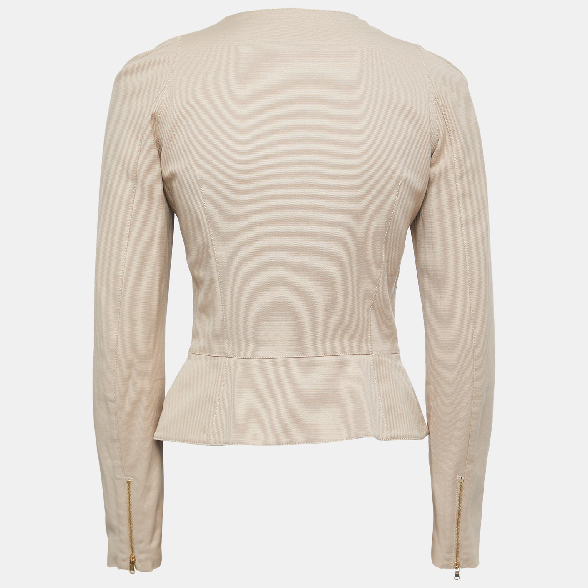 

Alexander McQueen Beige Cotton Diagonal Zipper Jacket