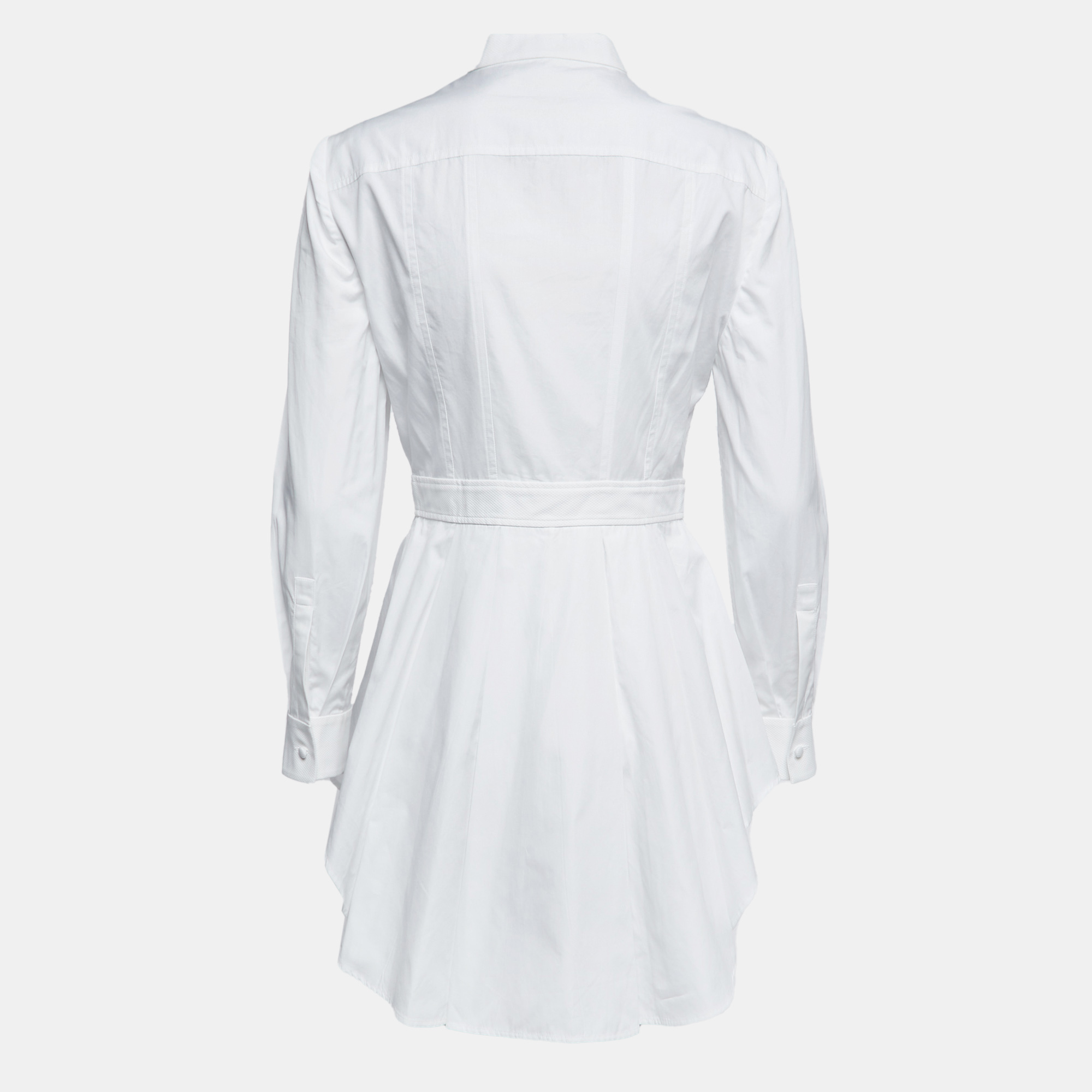 

Alexander McQueen White Cotton Asymmetric Peplum Hem Detailed Shirt Tunic