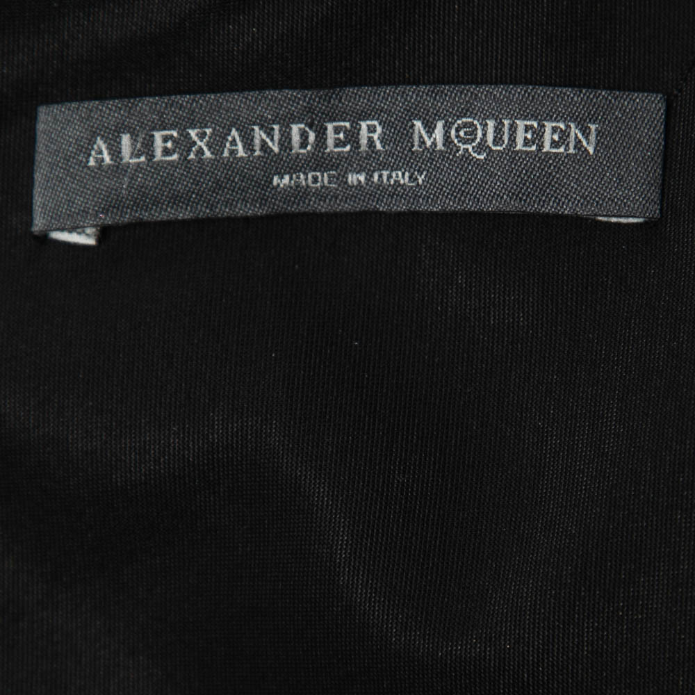 Alexander McQueen Black Jersey Lace Trimmed Long Sleeve Maxi Dress S