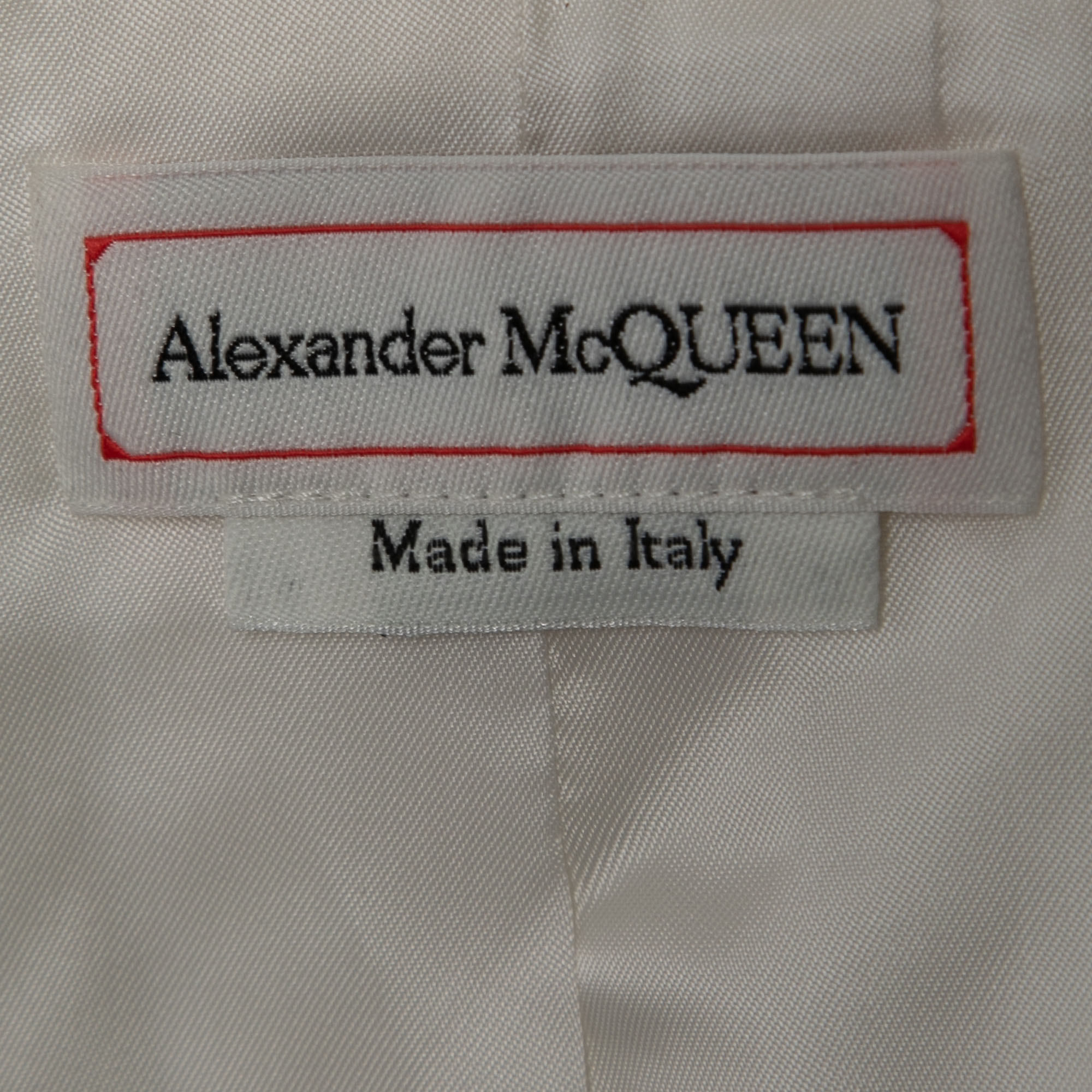 Alexander McQueen White Wool Cropped Blazer S