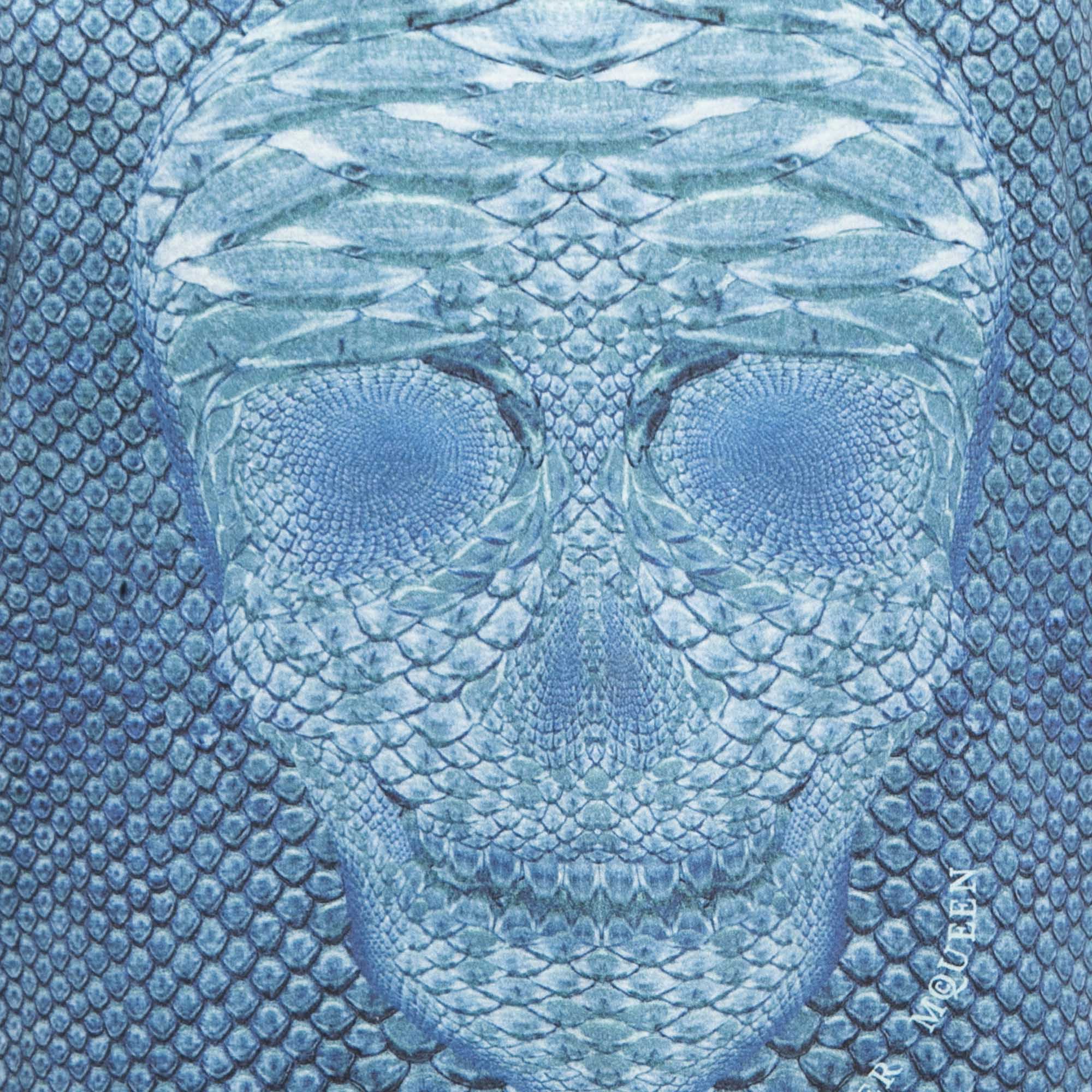 Alexander McQueen Blue Skull Printed Cotton Knit Tank Top S