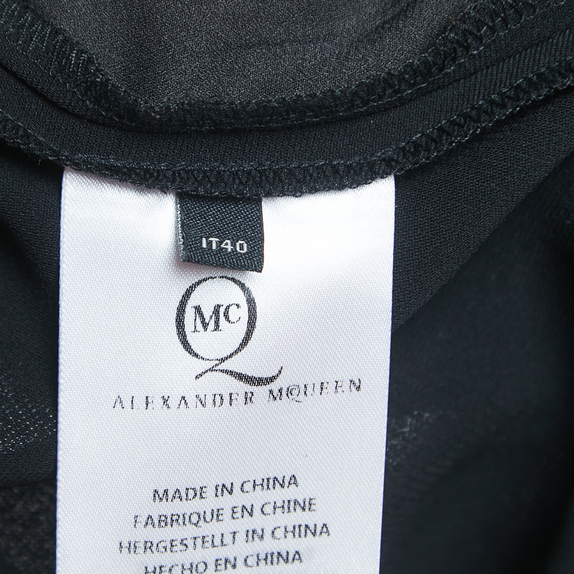 Alexander McQueen Black Crepe Elasticized Waist Drawstring Trousers S