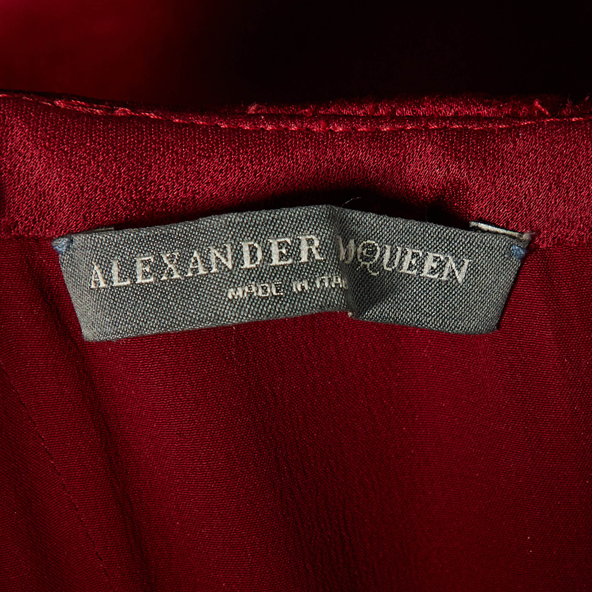 Alexander McQueen Burgundy Crepe Strapless Gown S