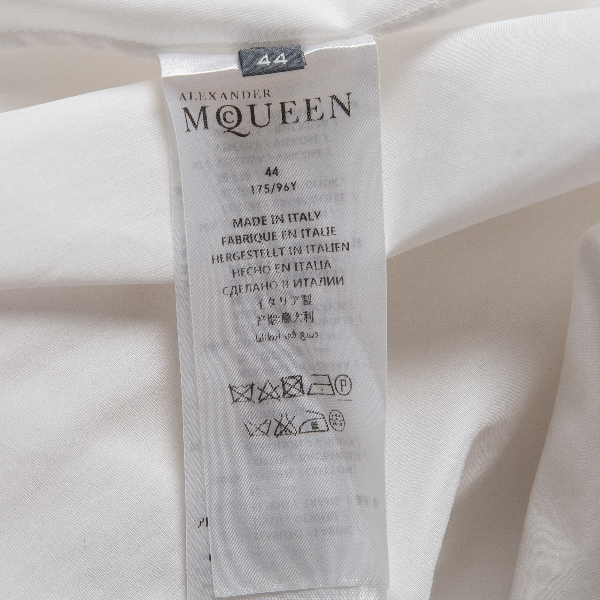 Alexander McQueen White Cotton Off Shoulder Lace Trim Blouse M