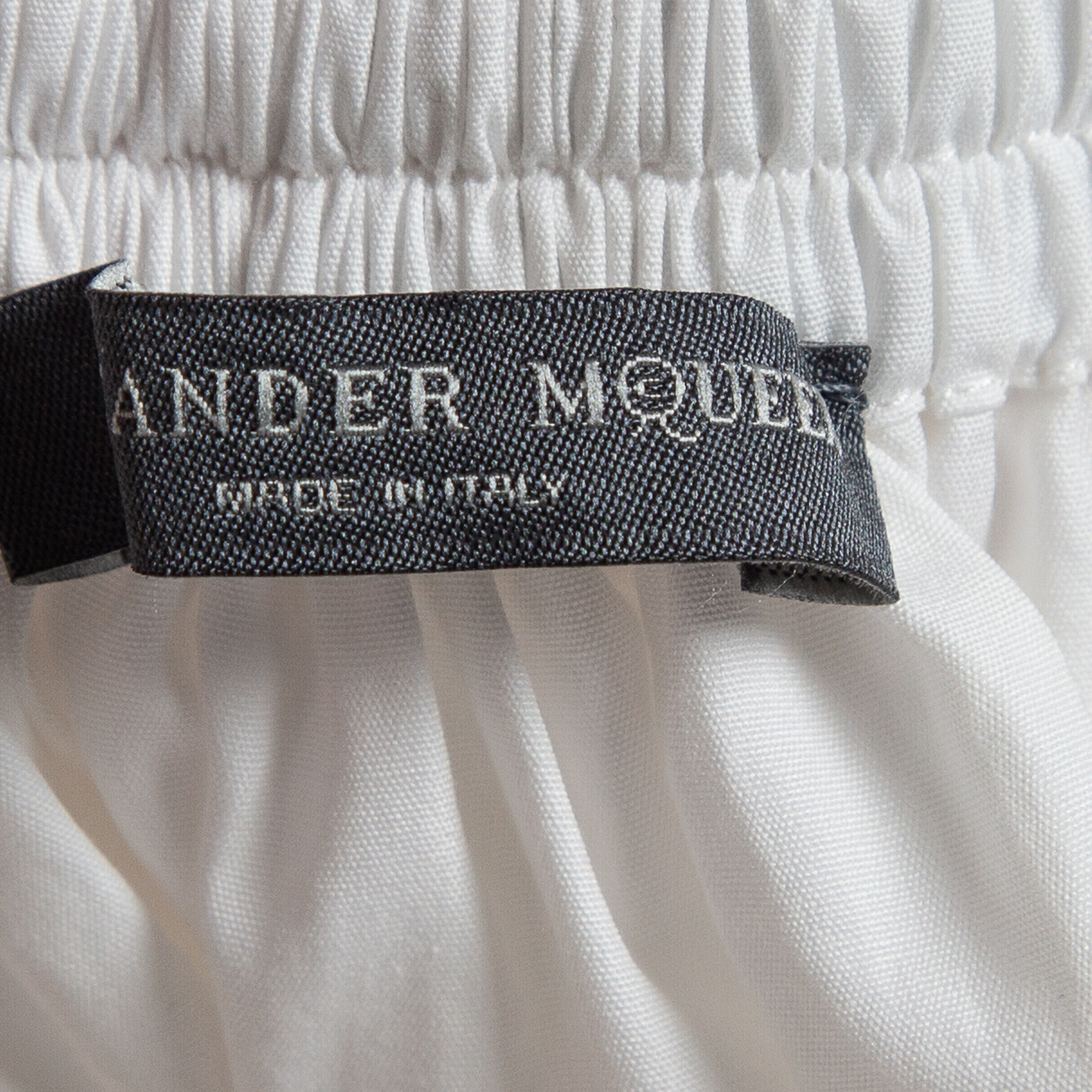 Alexander McQueen White Cotton Off Shoulder Lace Trim Blouse M