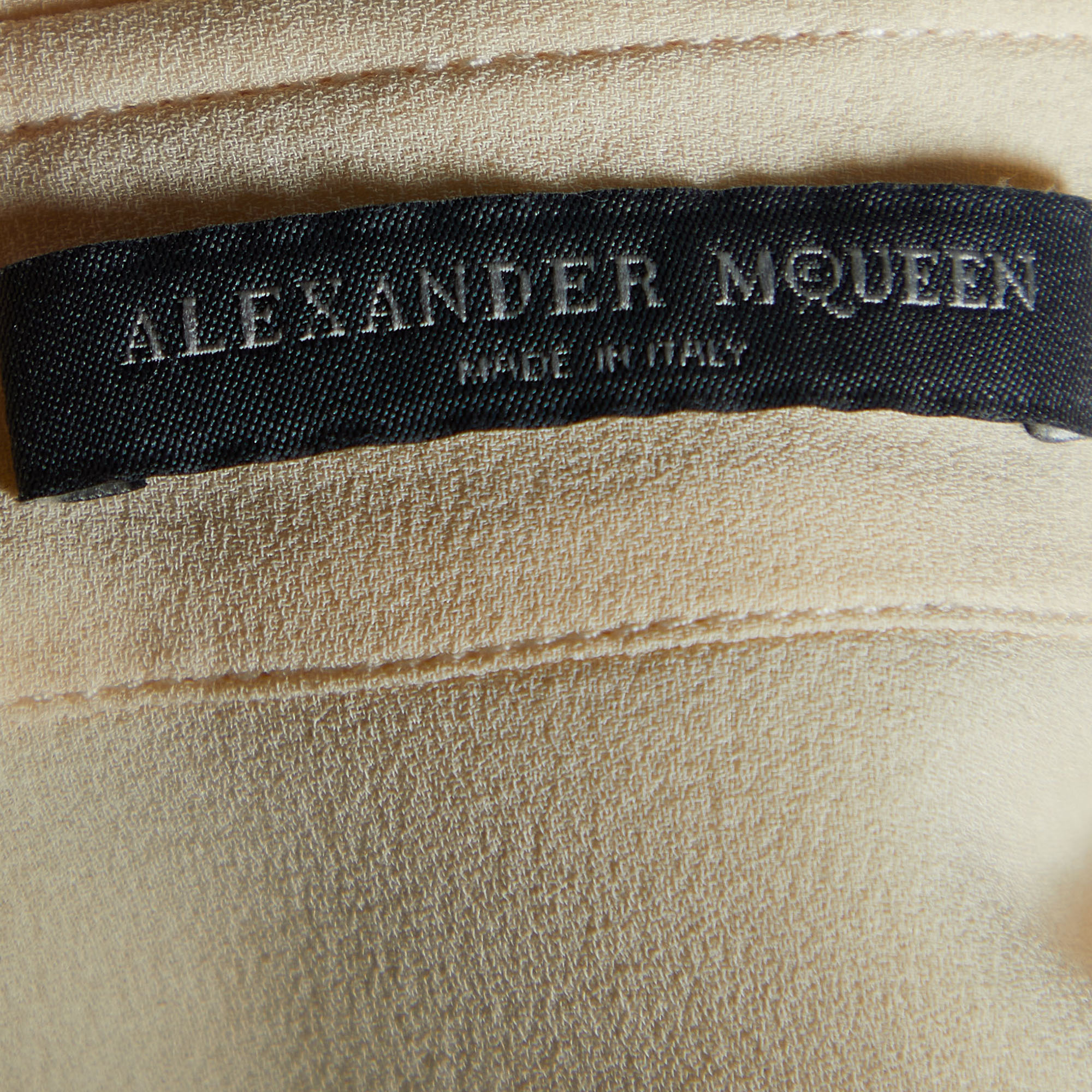 Alexander McQueen Cream Silk & Houndstooth Silk & Wool Jumpsuit S