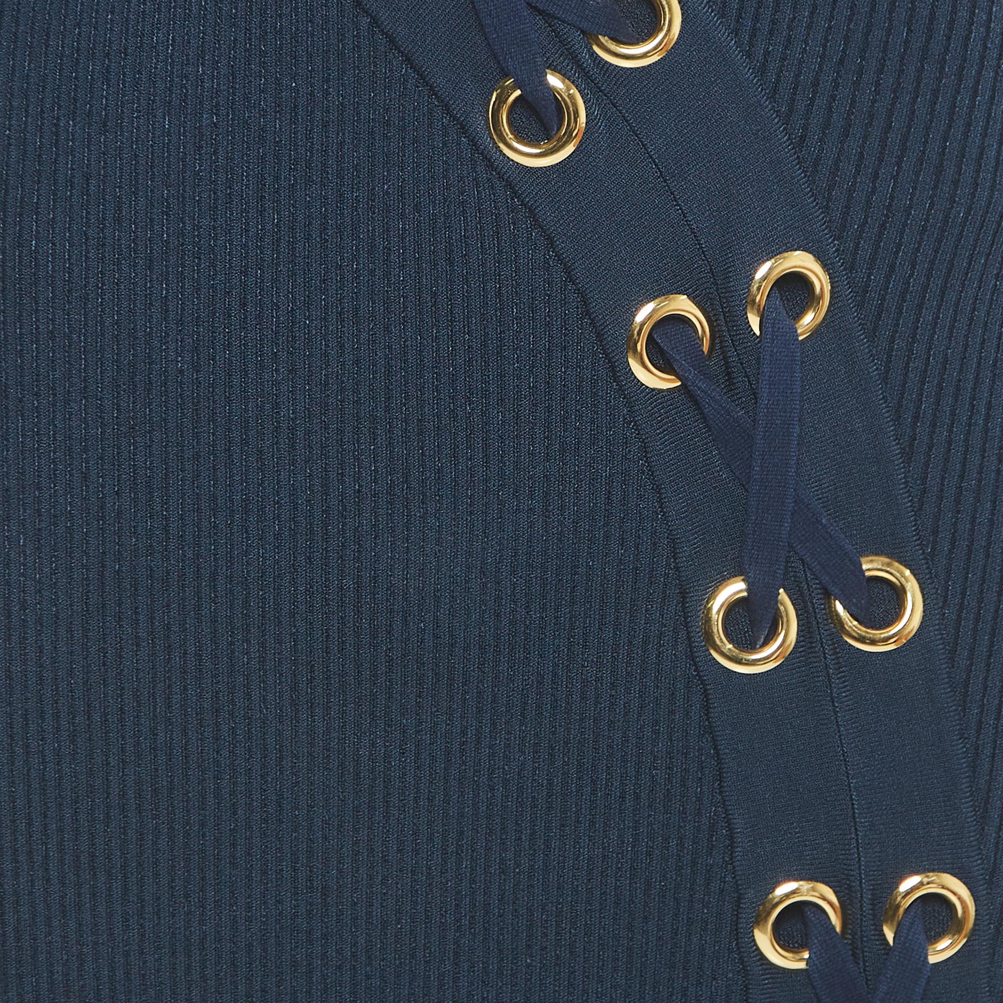 Alexander McQueen Navy Blue Knit Sleeveless Slip Dress M