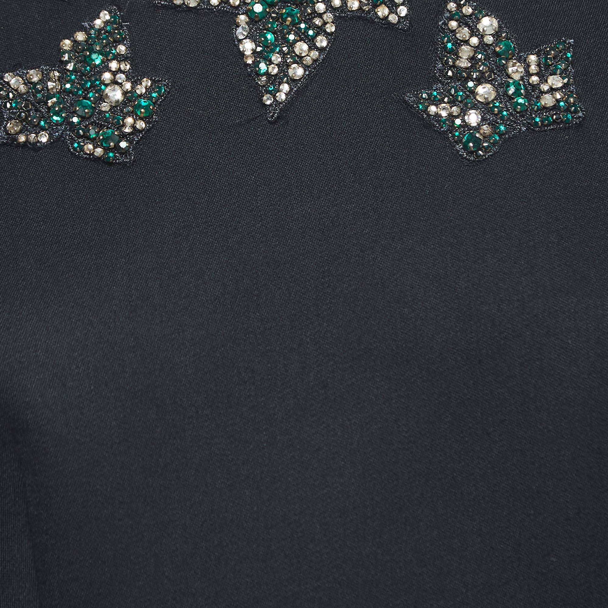Alexander McQueen Black Crystals Embellished Wool Mini Dress L