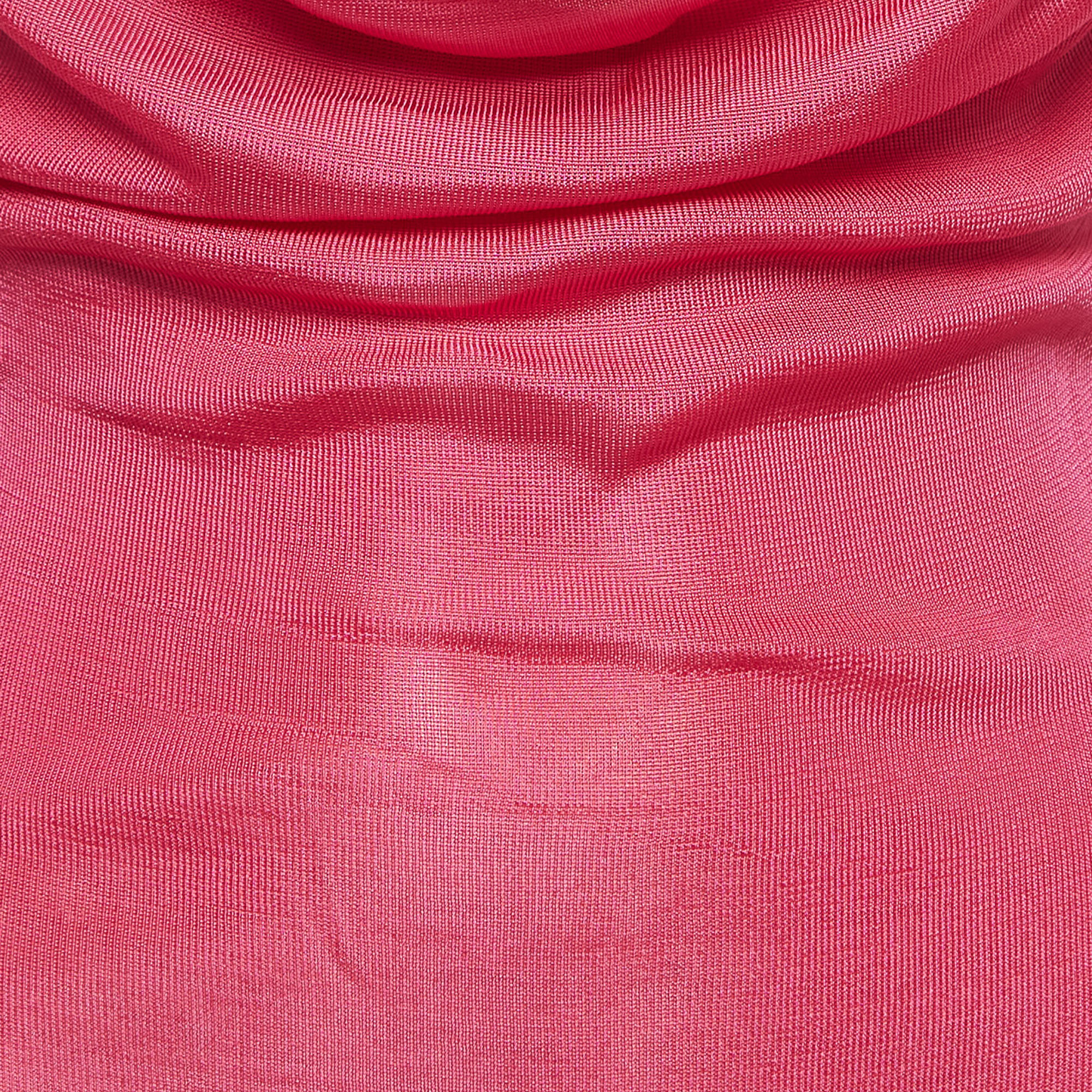 Alexander McQueen Pink Knit Twist Detail Sleeveless Midi Dress L