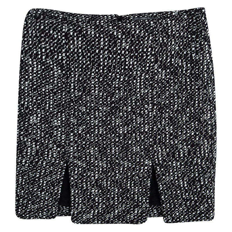 Alexander mcqueen monochrome tweed slit detail skirt s