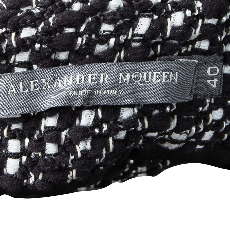 Alexander McQueen Monochrome Tweed Slit Detail Skirt S