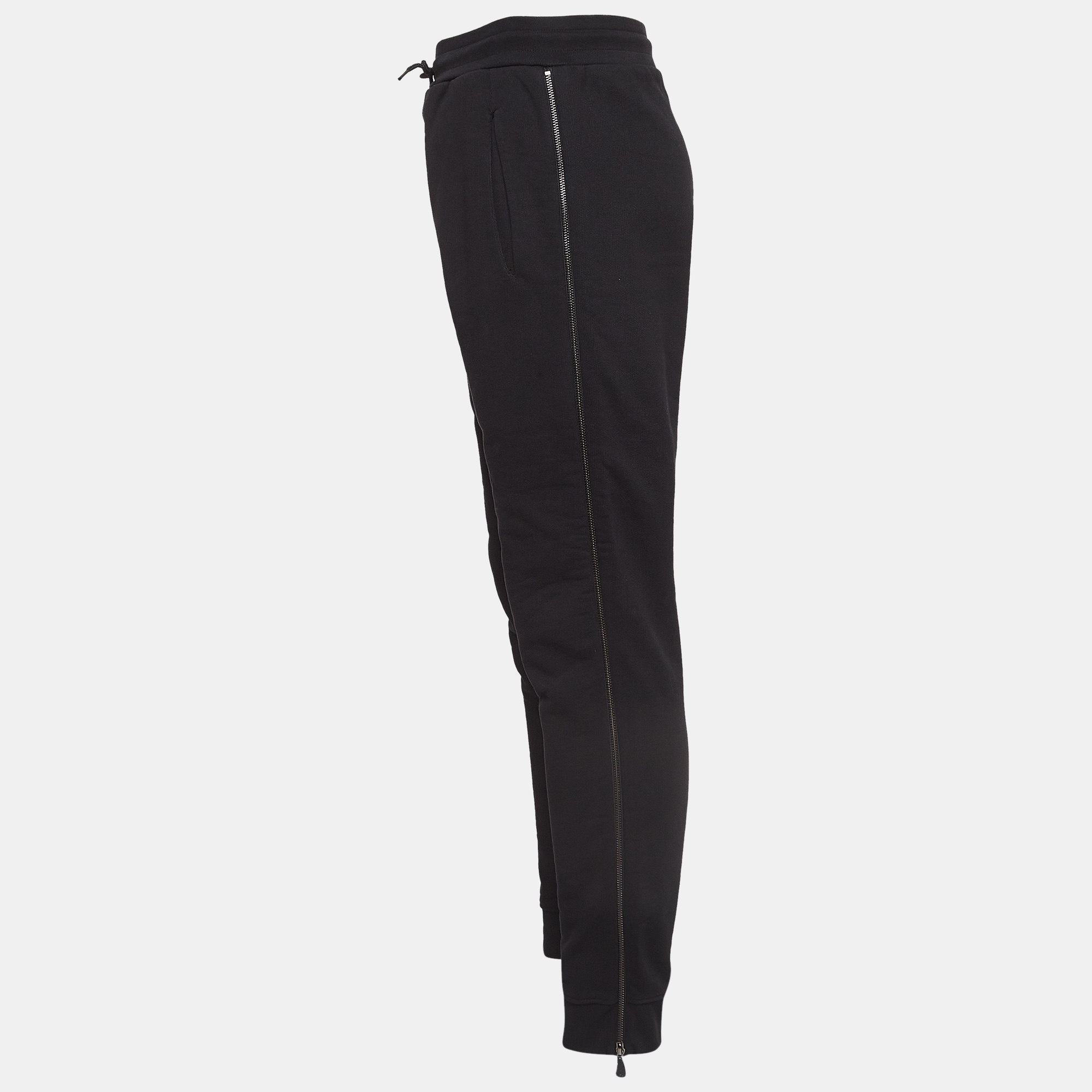 Alexander McQueen Black Heavy Knit Zipper Detail Joggers M