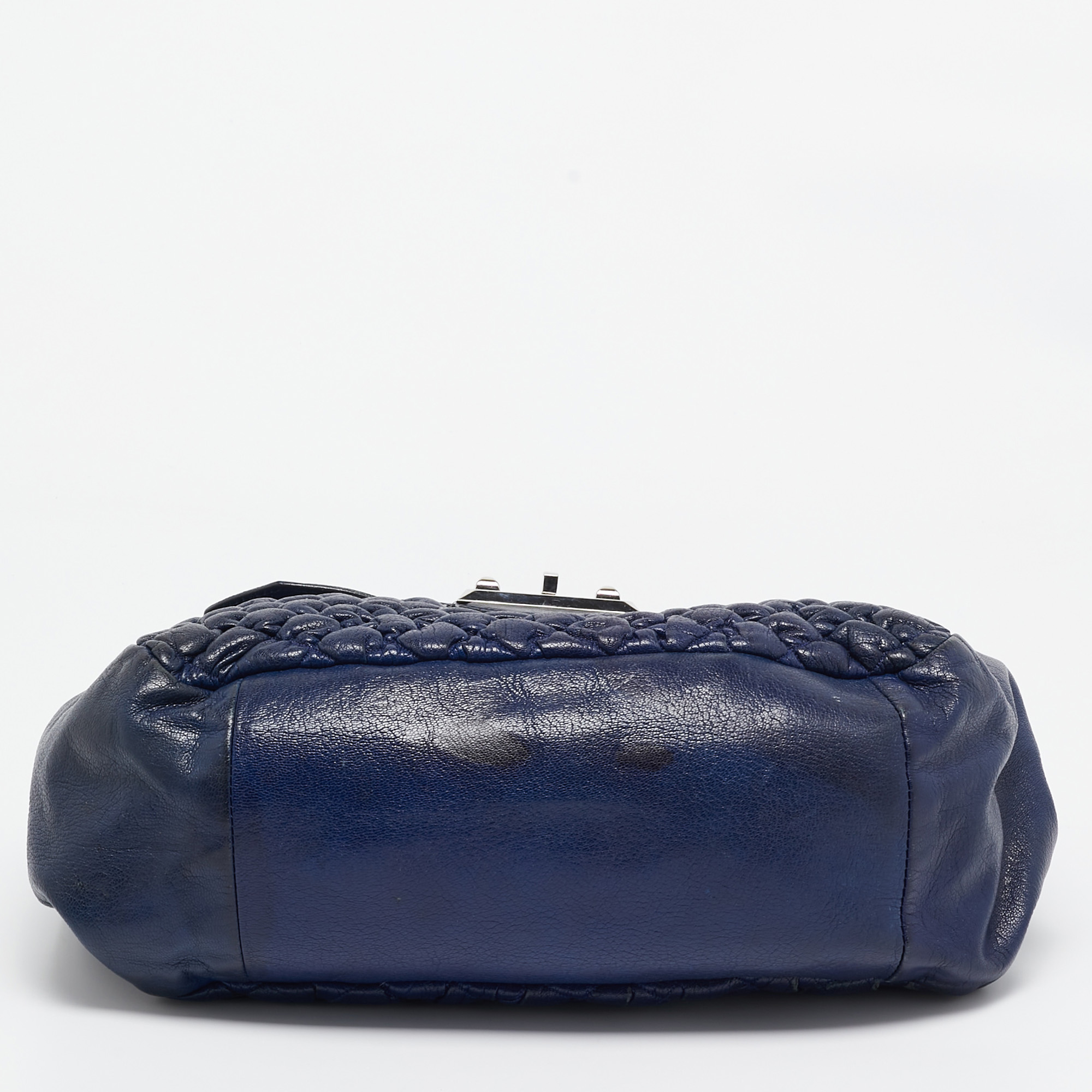 Alexander McQueen Navy Blue Quilted Leather Chain Flap Bag