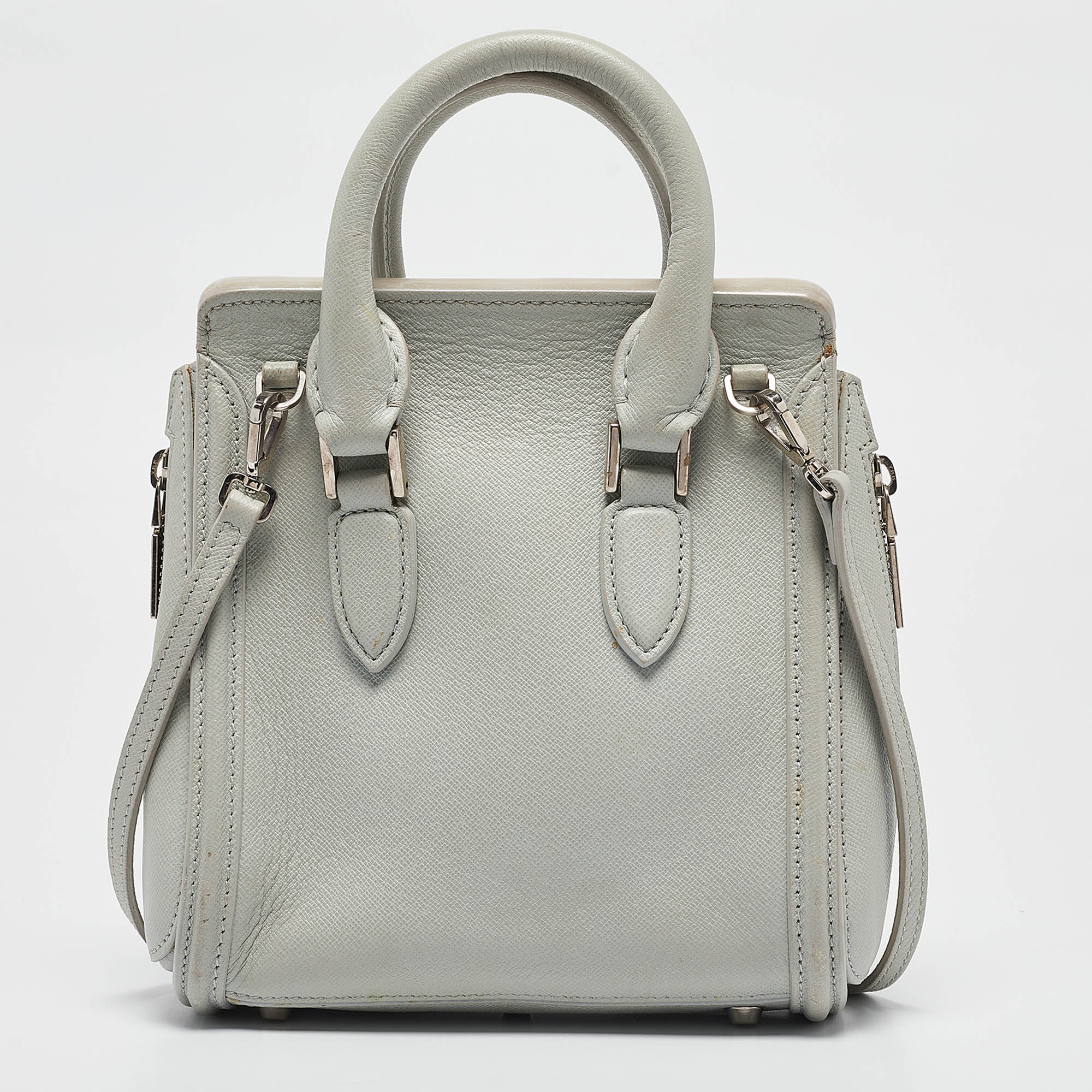 Alexander McQueen Light Blue Leather Mini Heroine Shoulder Bag