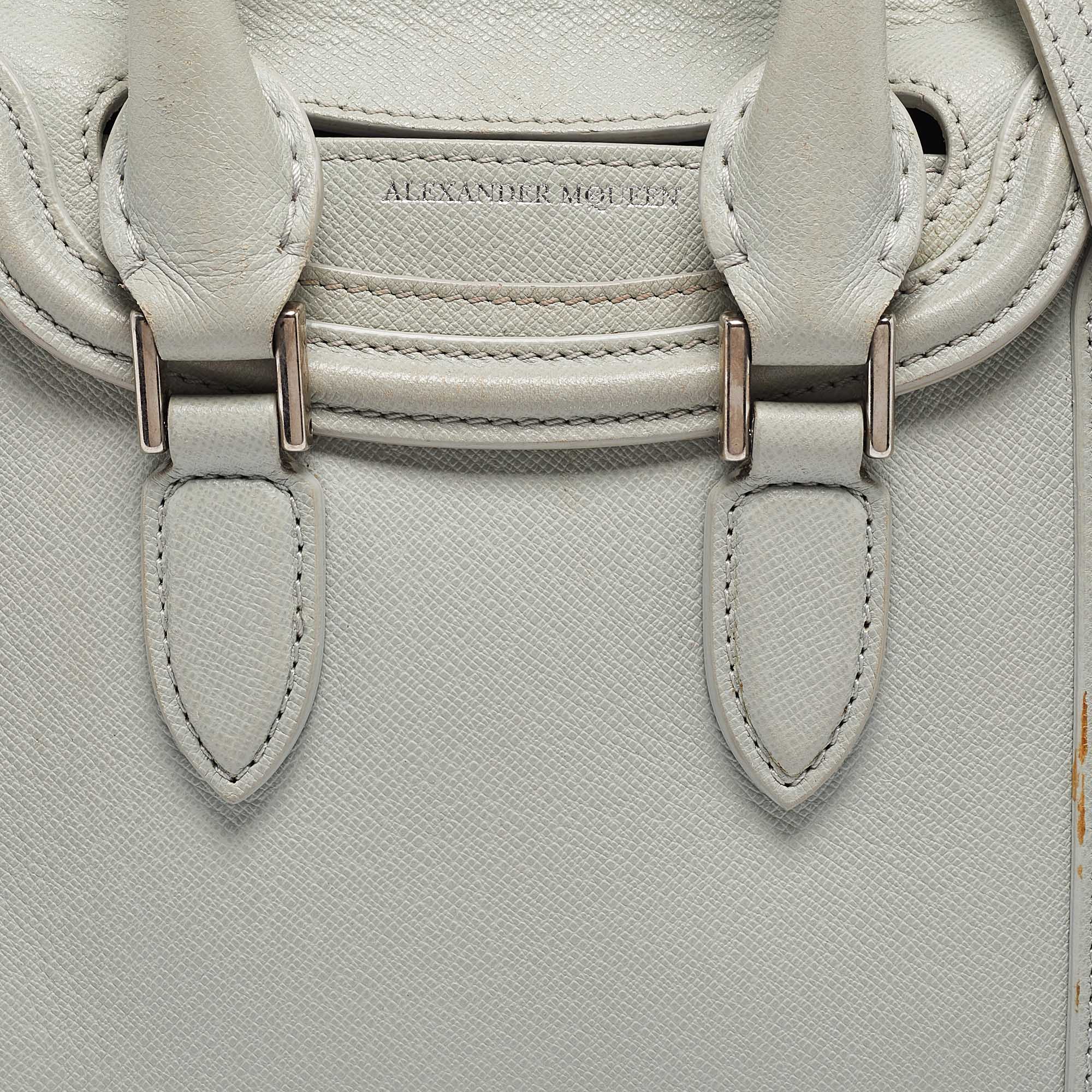 Alexander McQueen Light Blue Leather Mini Heroine Shoulder Bag