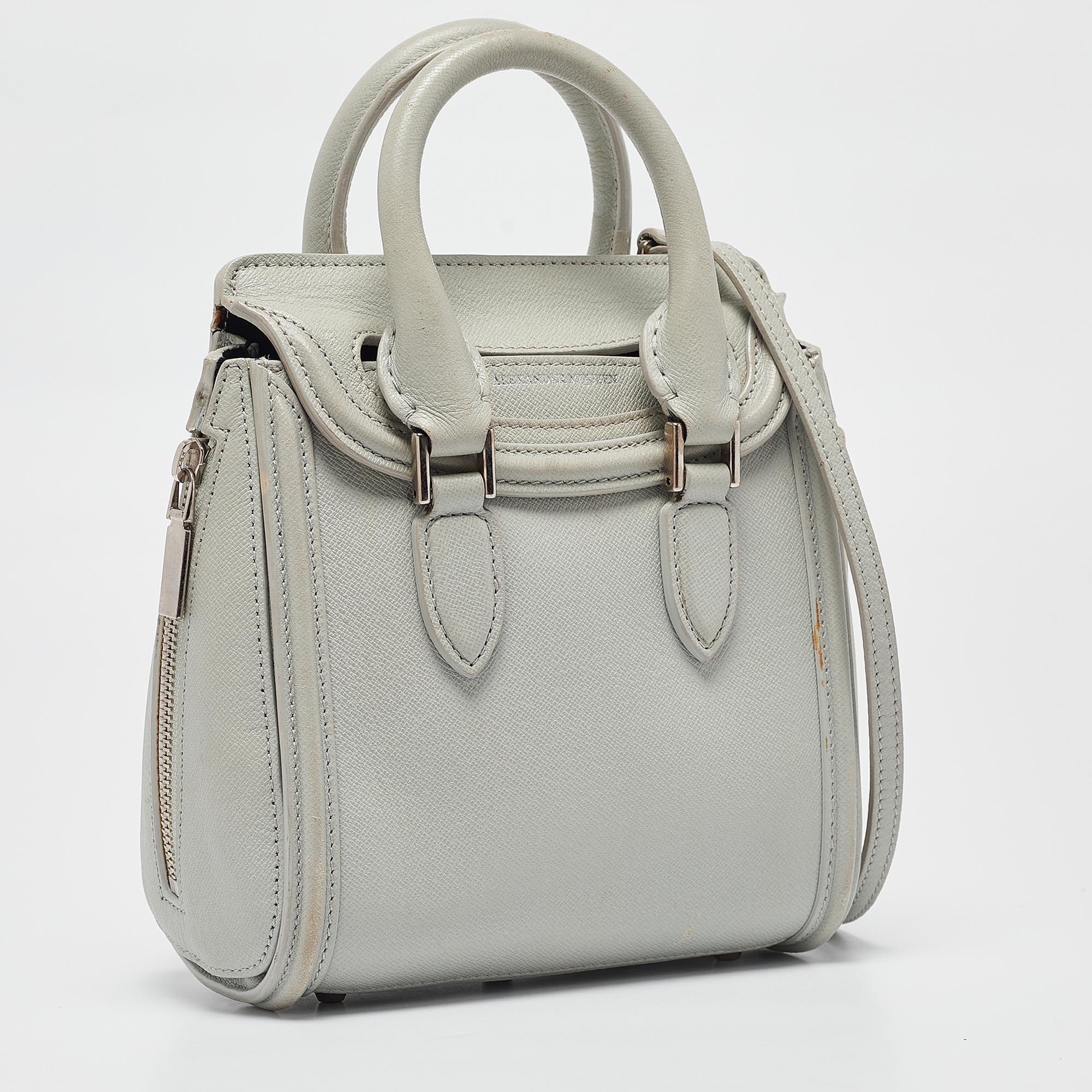 Alexander McQueen Light Blue Leather Mini Heroine Shoulder Bag