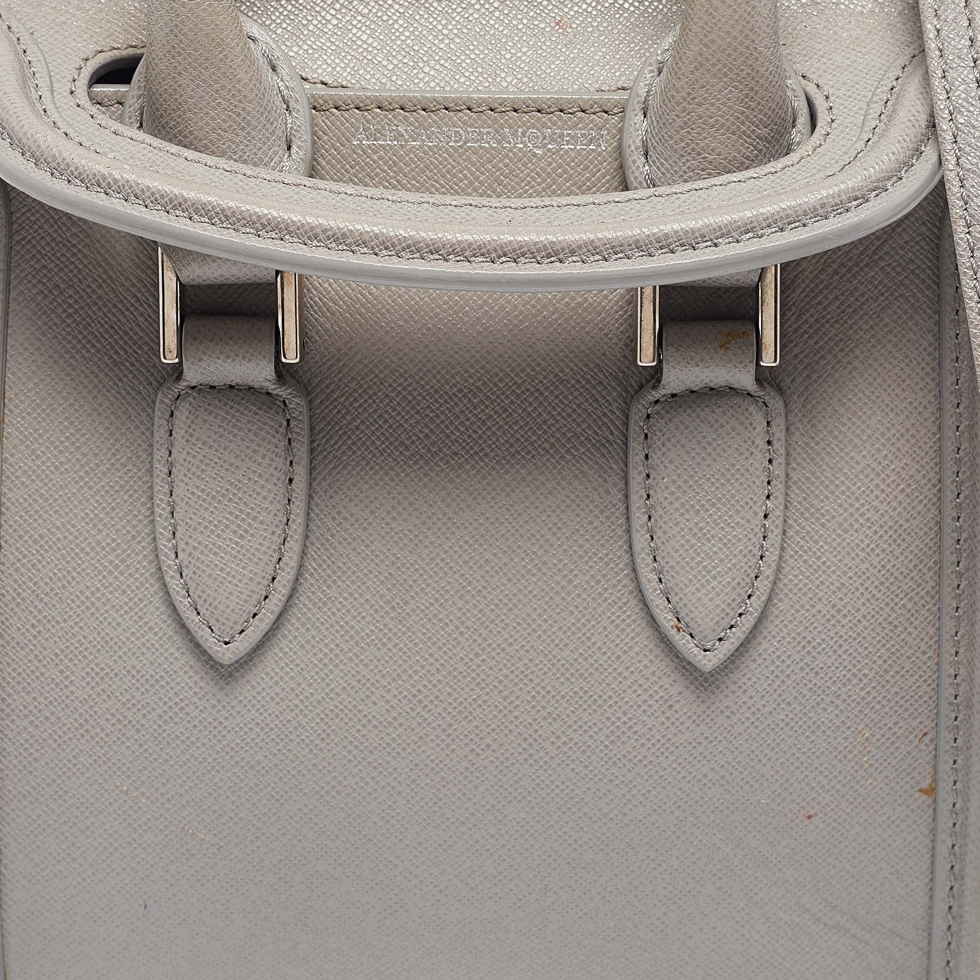 Alexander McQueen Grey Leather Mini Heroine Shoulder Bag