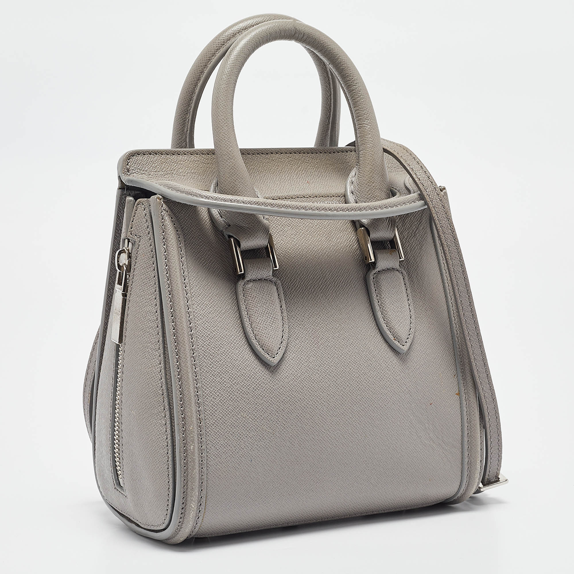 Alexander McQueen Grey Leather Mini Heroine Shoulder Bag