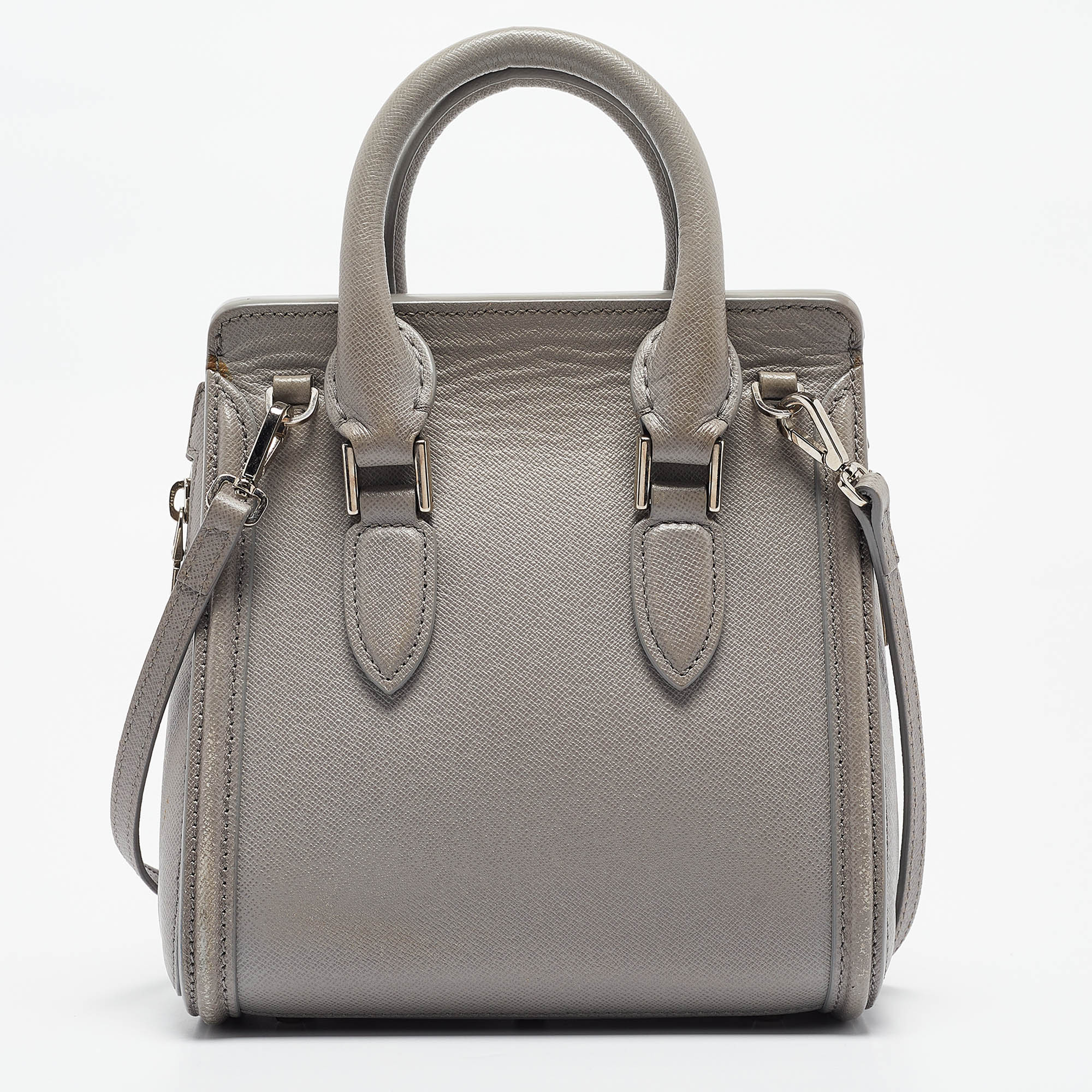 Alexander McQueen Grey Leather Mini Heroine Shoulder Bag