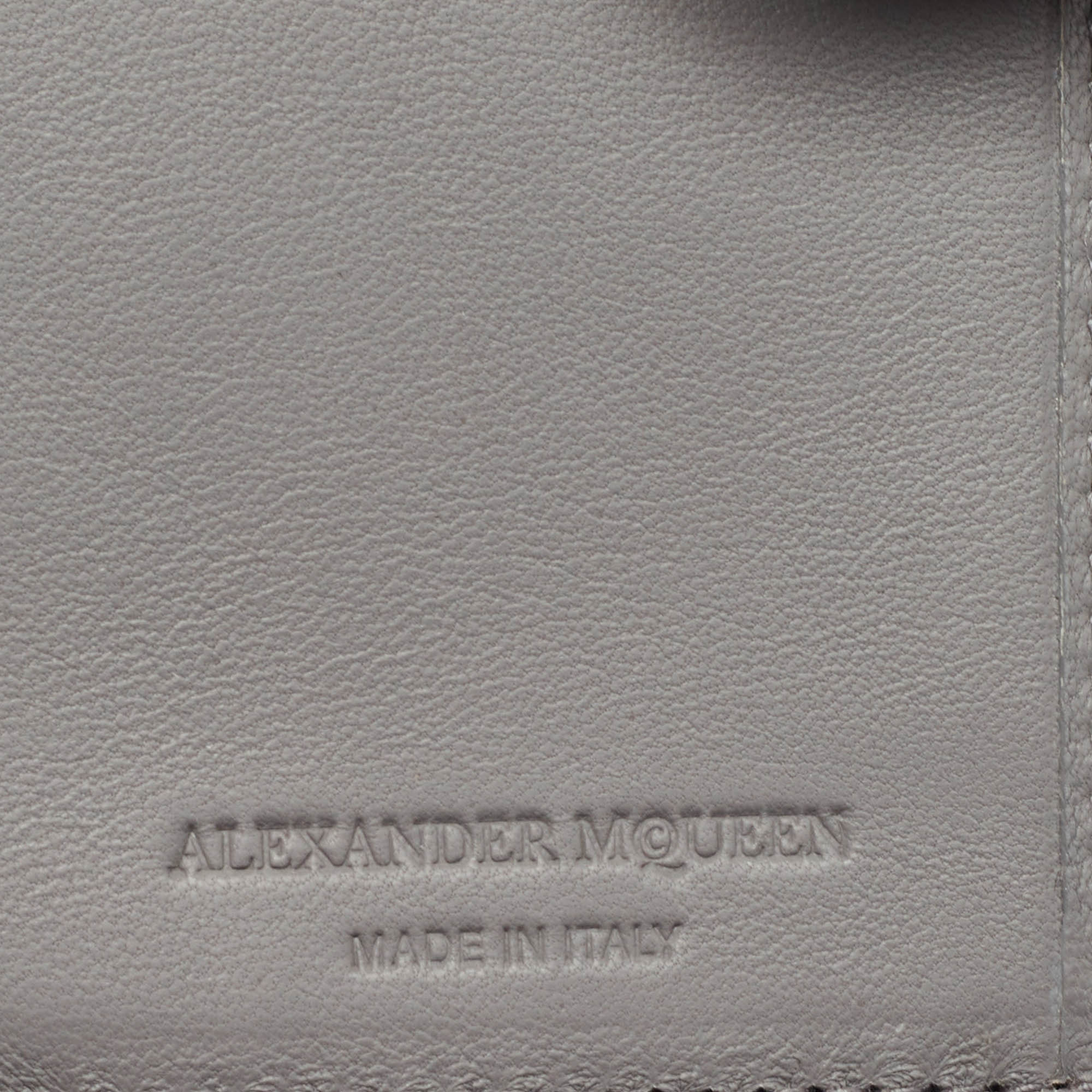 Alexander McQueen Grey Leather Skull Crystals French Wallet