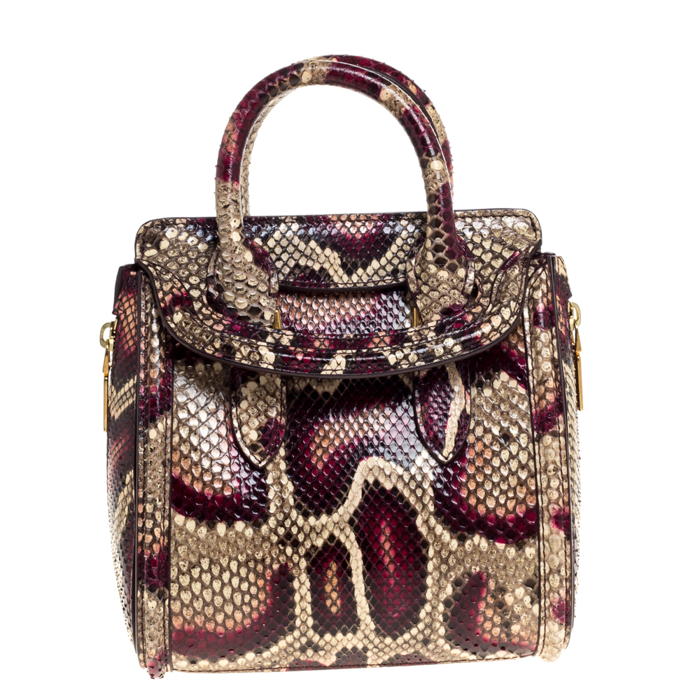 Image of Alexander McQueen Multicolor Python Mini Heroine Shoulder Bag