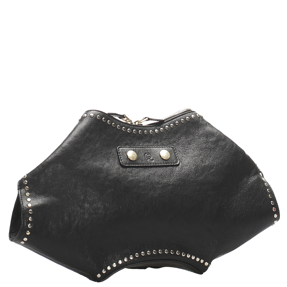

Alexander Mcqueen Leather De Manta Studded Clutch Bag, Black