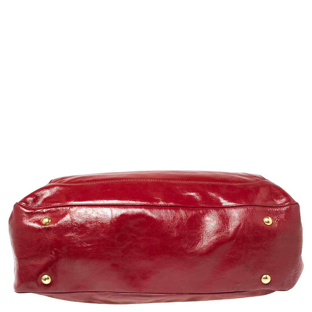 Alexander McQueen Red Patent Leather Satchel