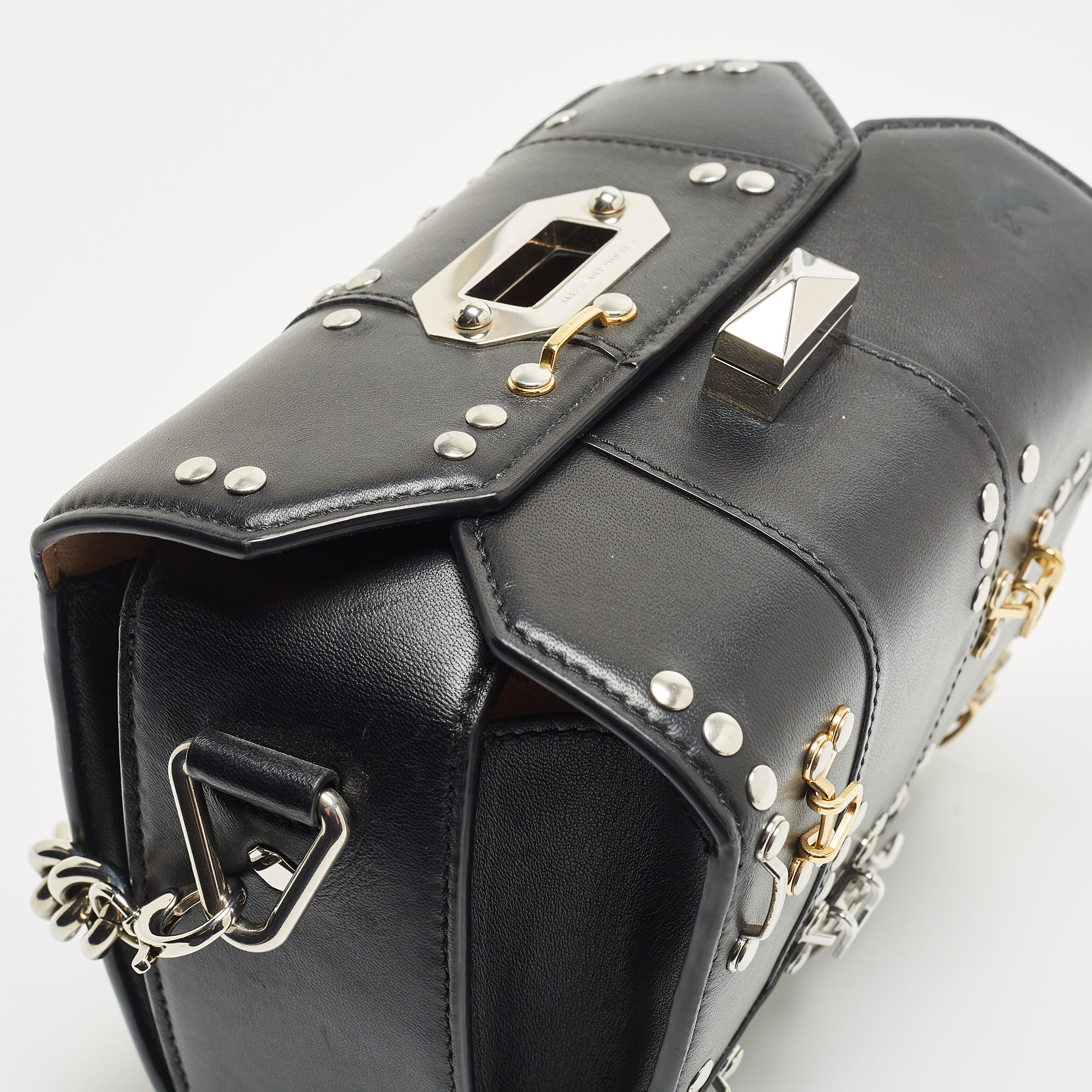 Alexander McQueen Black Leather Hook Eye Box 19 Shoulder Bag