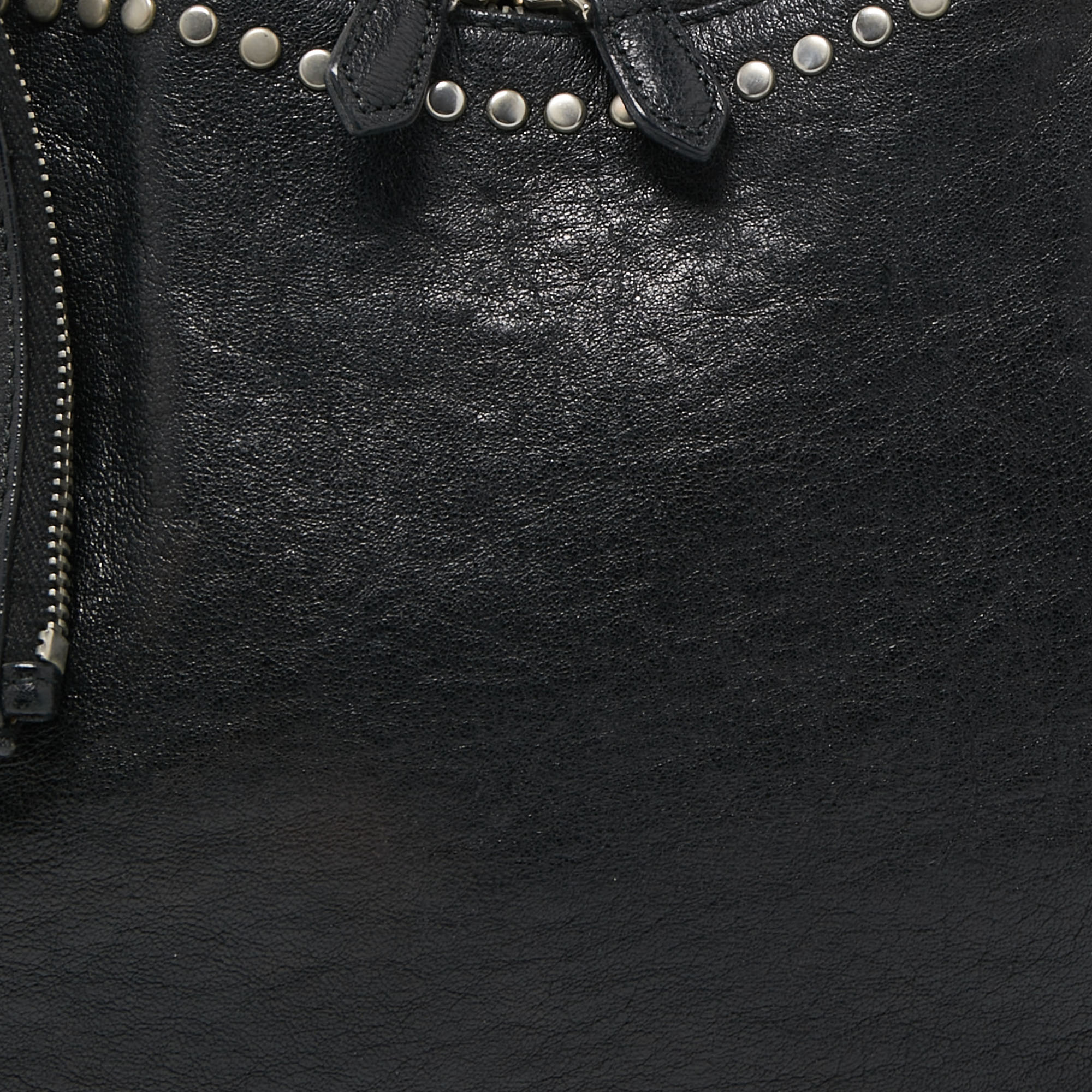 Alexander McQueen Black Leather Medium Studded De Manta Clutch