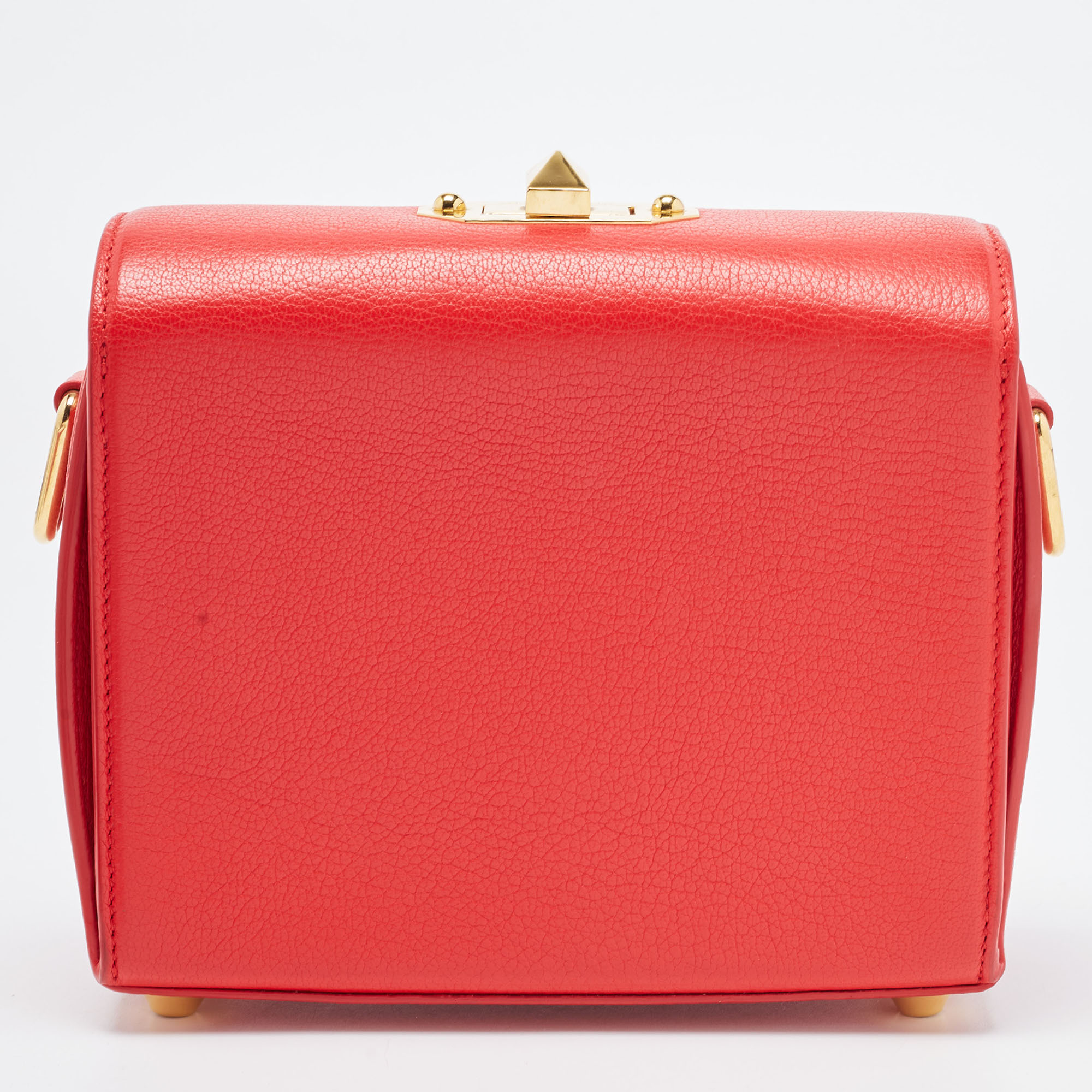 Alexander McQueen Red Leather Box Shoulder Bag