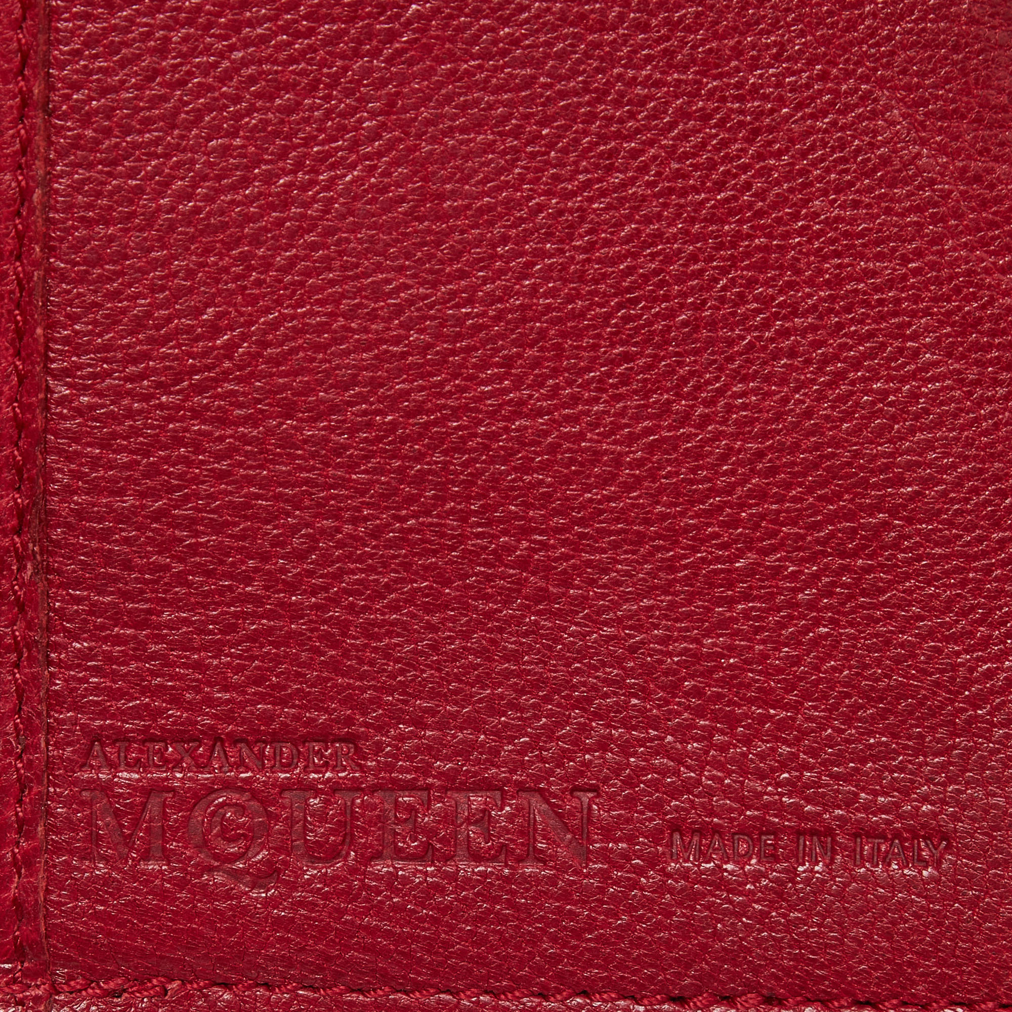 Alexander McQueen Red Leather Skull Continental Wallet