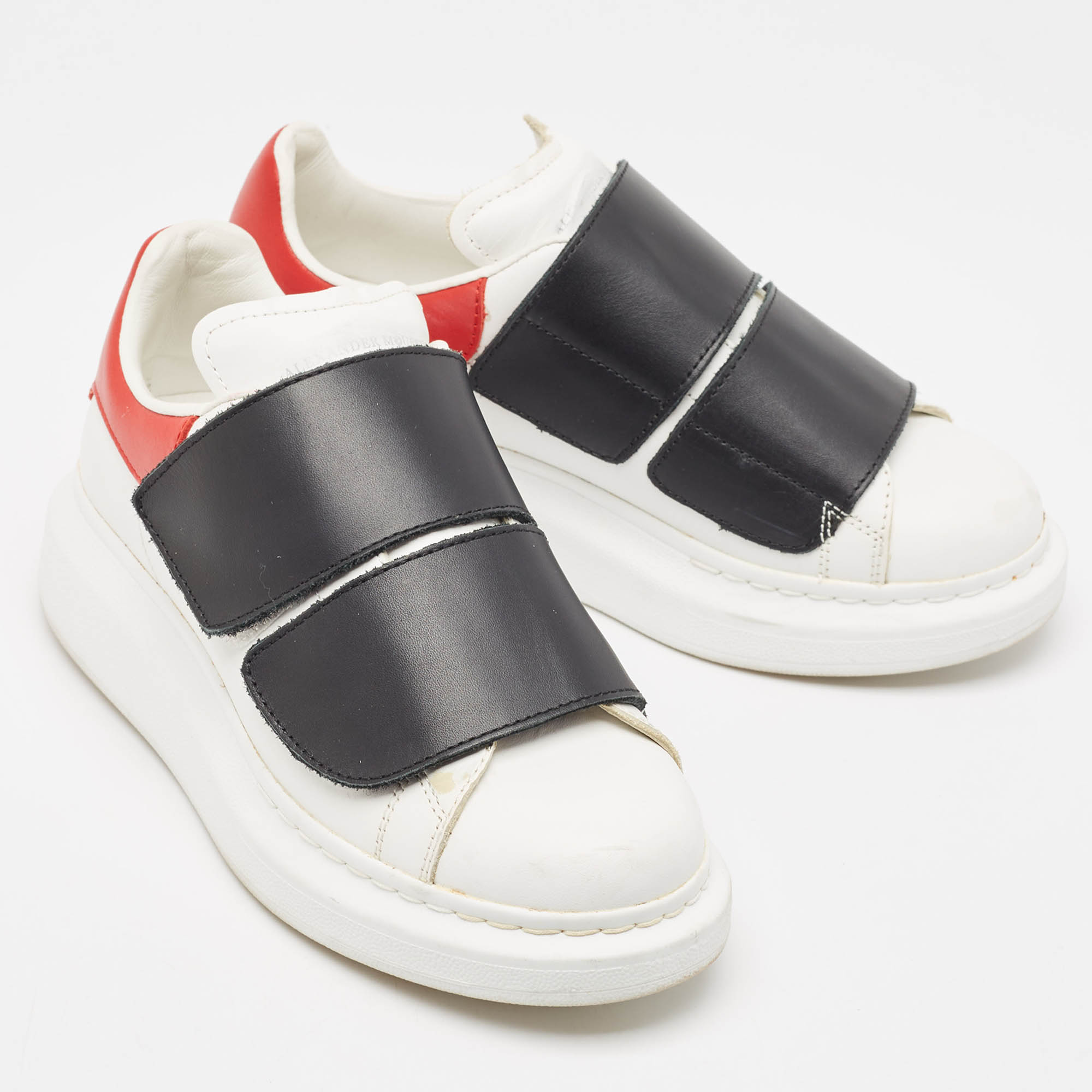 Alexander McQueen Tricolor Leather Oversized Velcro Strap Sneakers Size 35