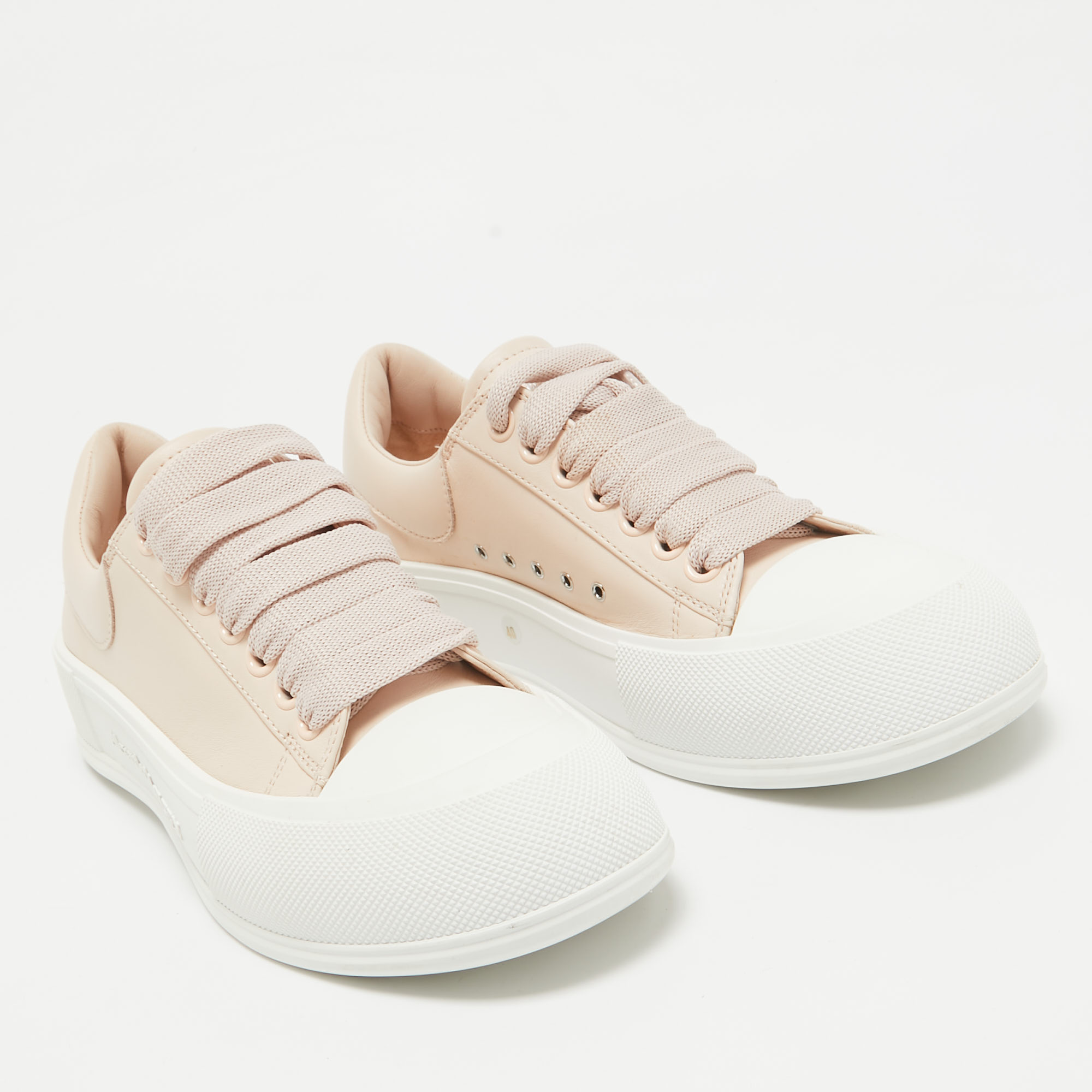 Alexander McQueen Pink Leather Deck Plimsoll Sneakers Size 40