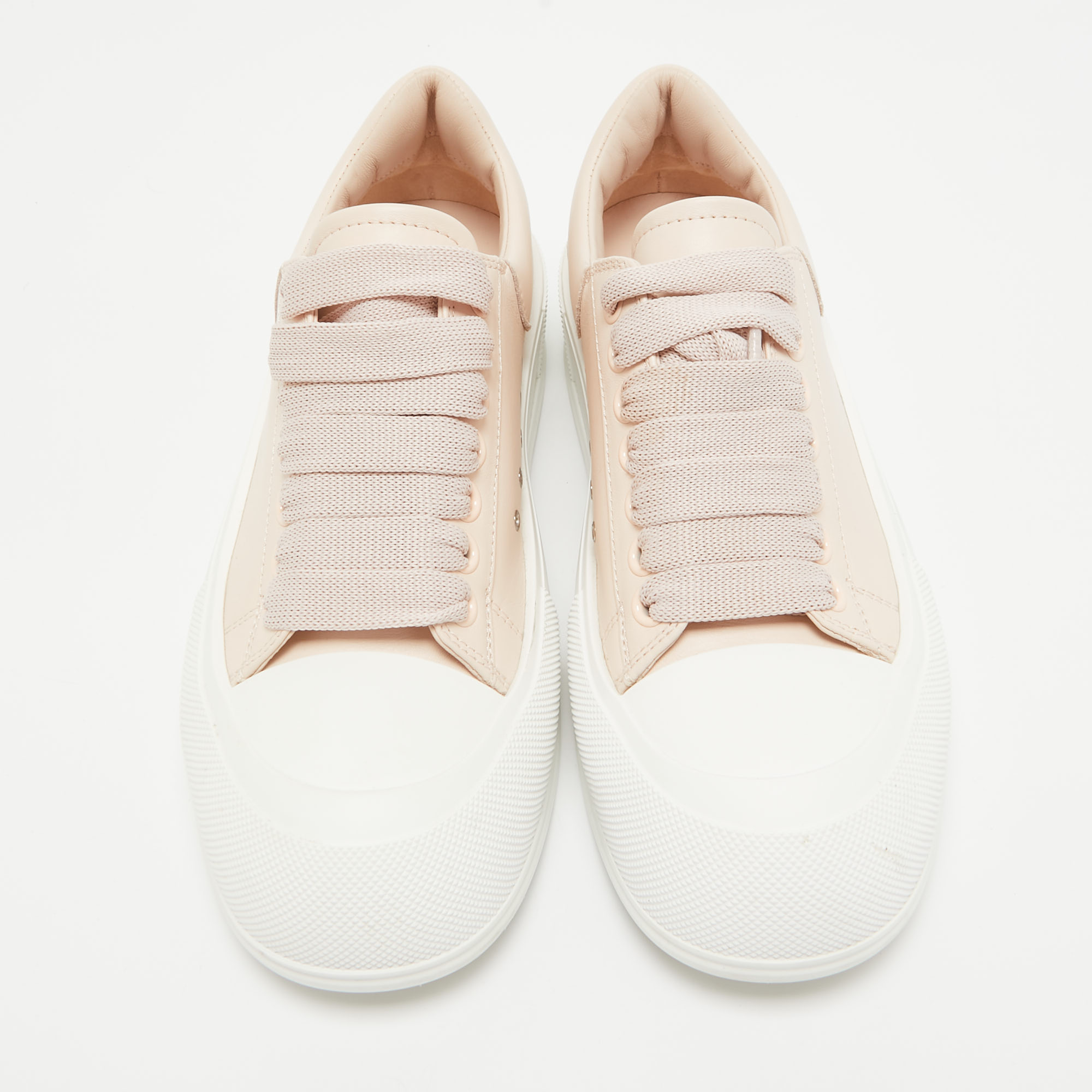 Alexander McQueen Pink Leather Deck Plimsoll Sneakers Size 40