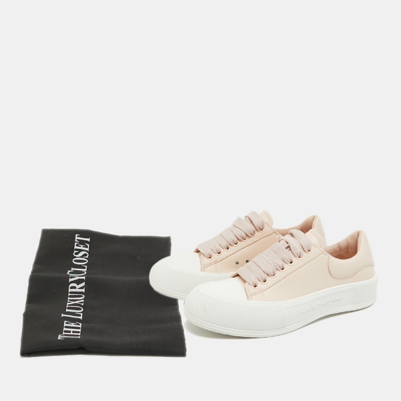 Alexander McQueen Pink Leather Deck Plimsoll Sneakers Size 40