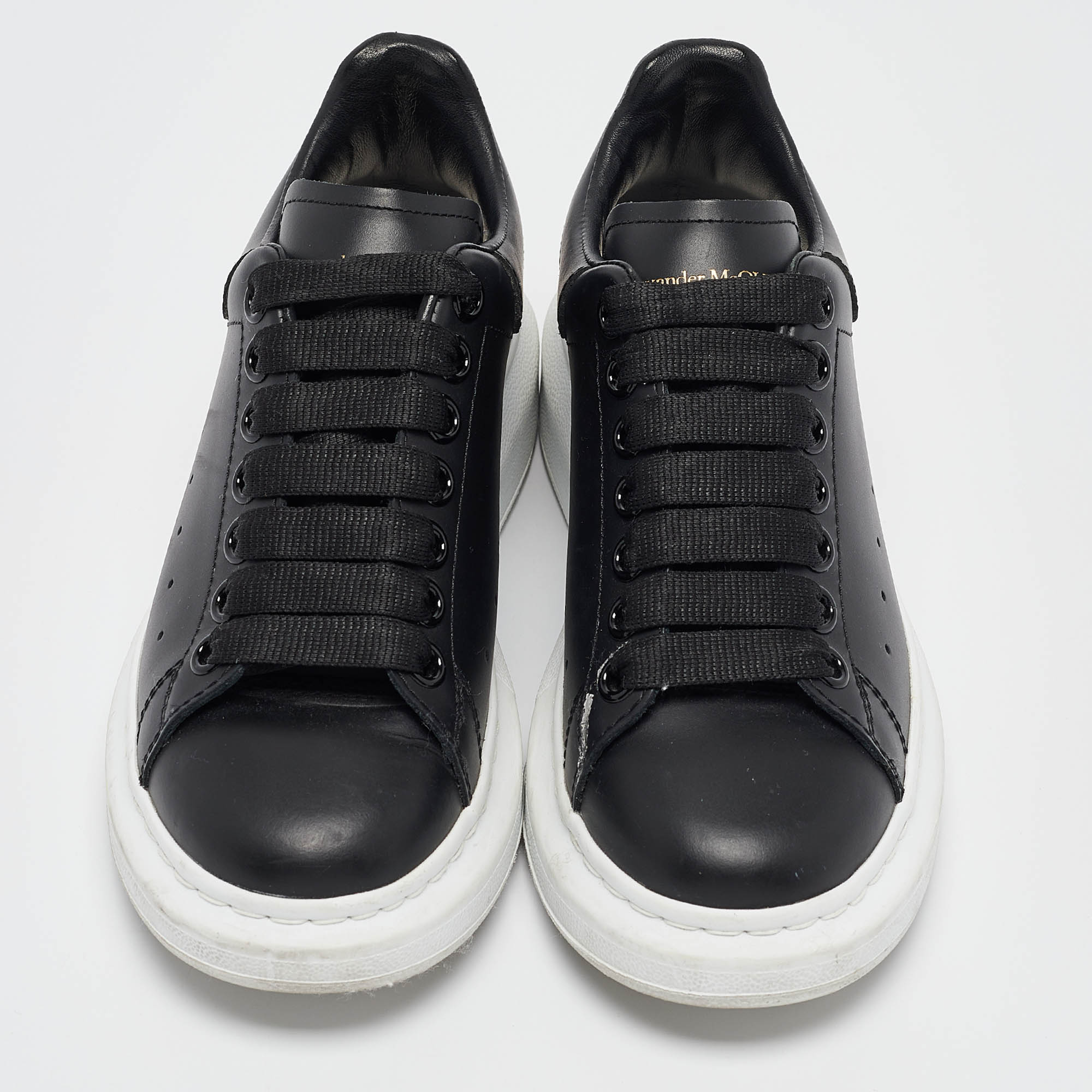 Alexander McQueen Black Leather Larry Sneakers Size 35