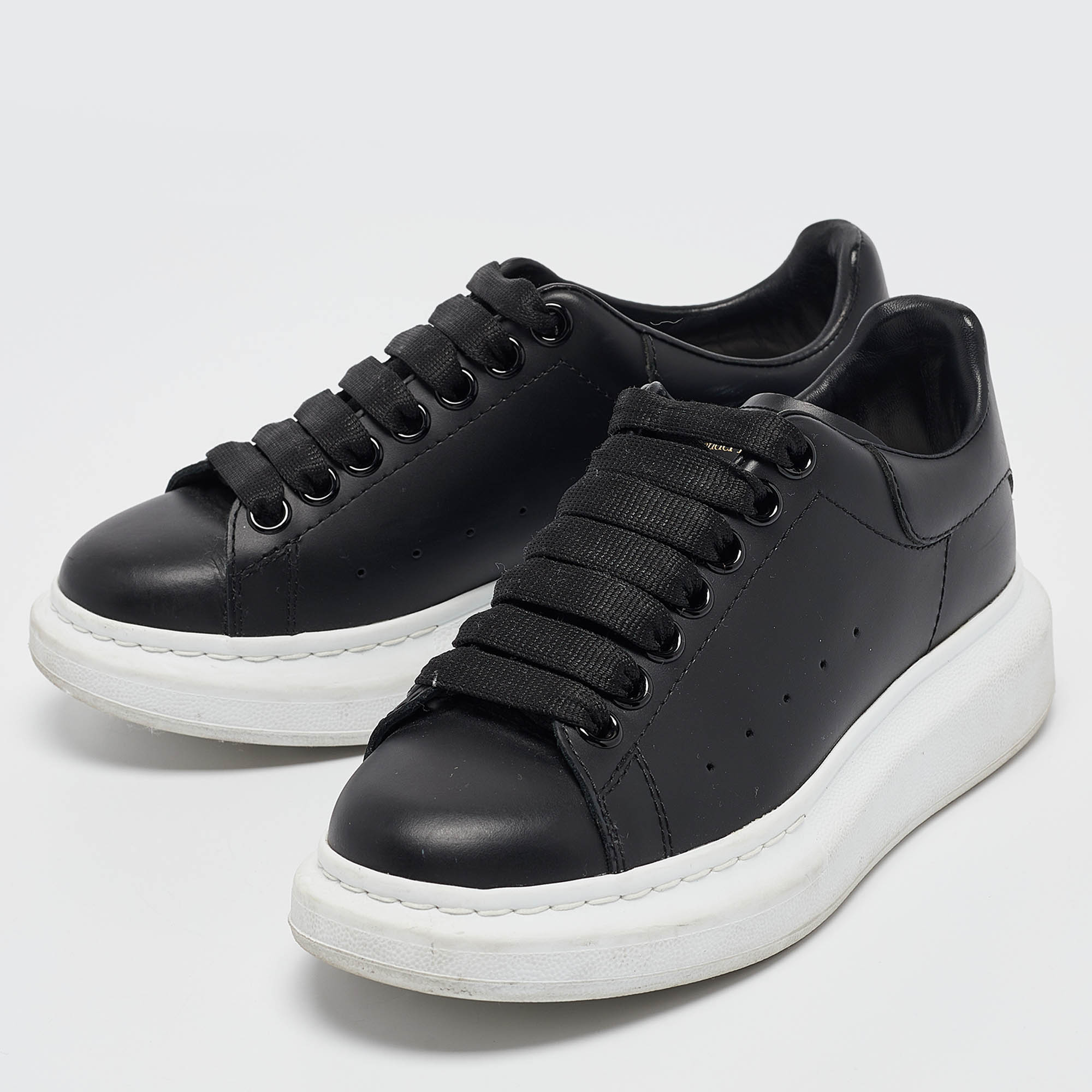 Alexander McQueen Black Leather Larry Sneakers Size 35