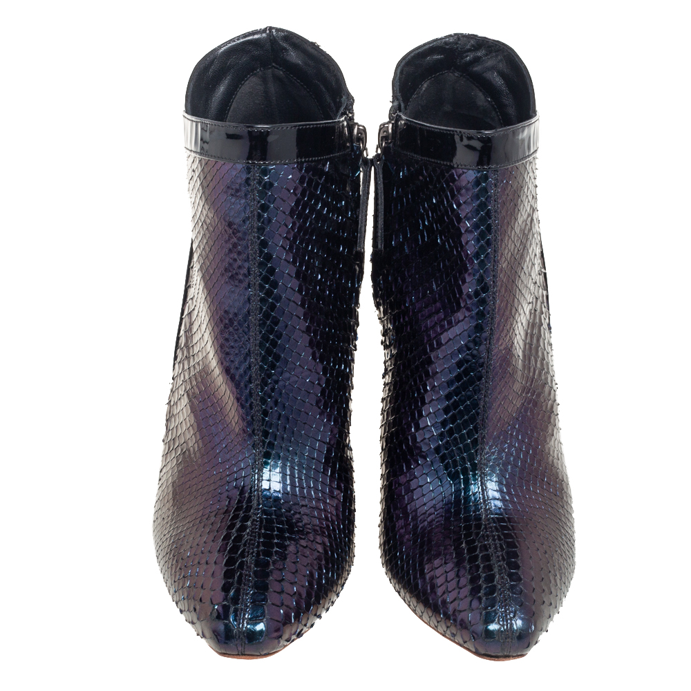 Alexander McQueen Purple Python Ankle Boots Size 39